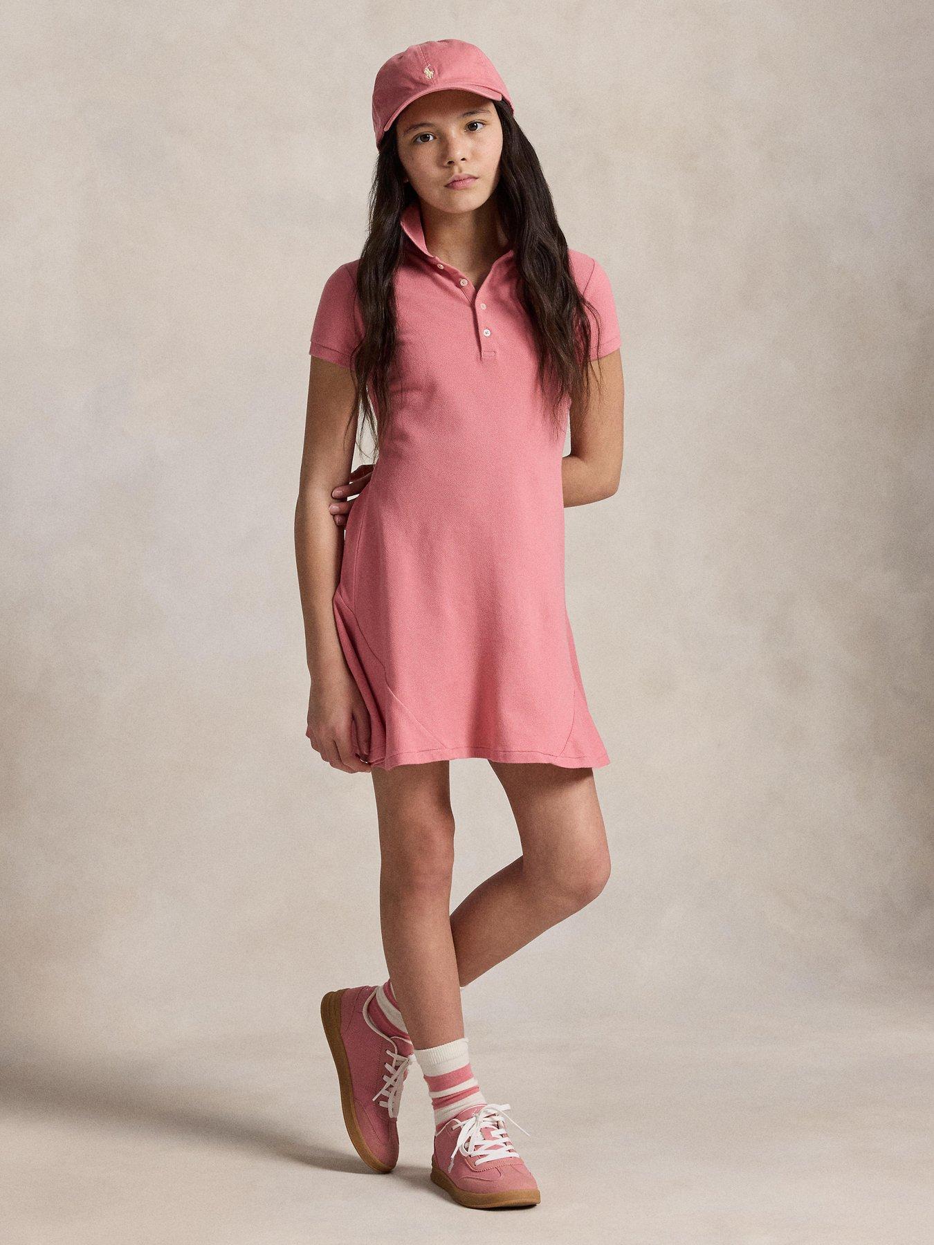 Image 2 of 5 of Polo Ralph Lauren Girls Short Sleeve Polo Dress - Pink