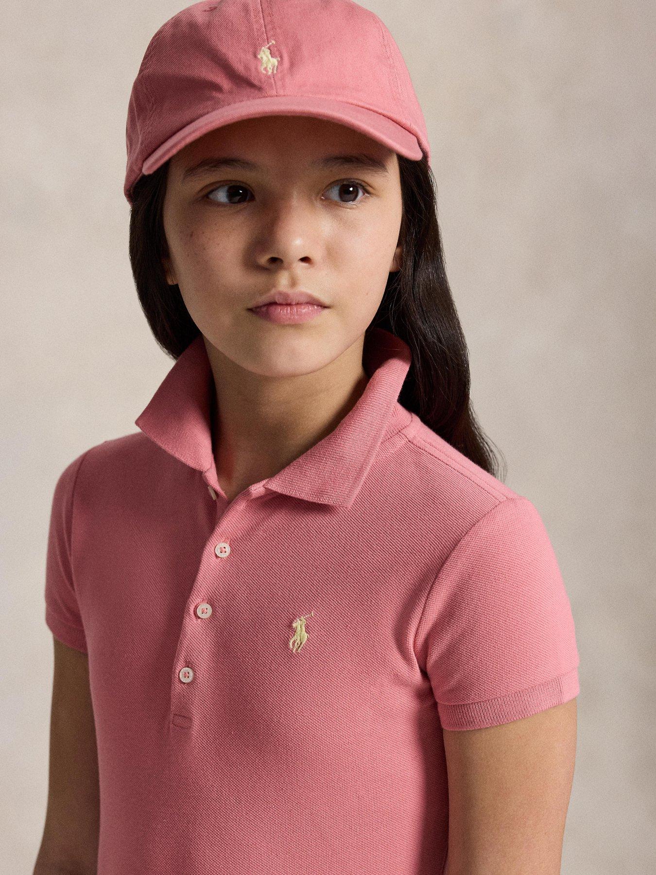 Image 3 of 5 of Polo Ralph Lauren Girls Short Sleeve Polo Dress - Pink