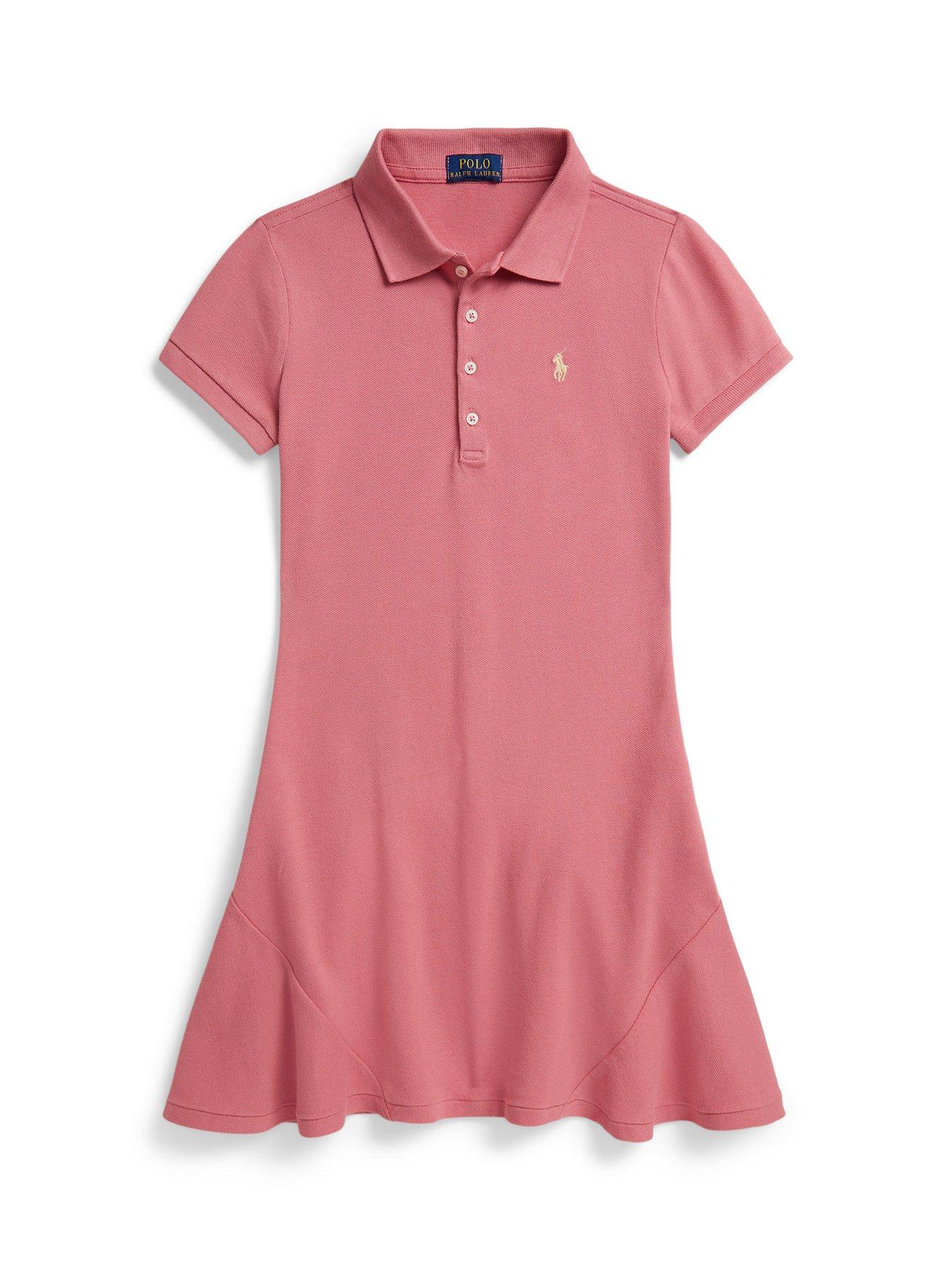 Image 4 of 5 of Polo Ralph Lauren Girls Short Sleeve Polo Dress - Pink