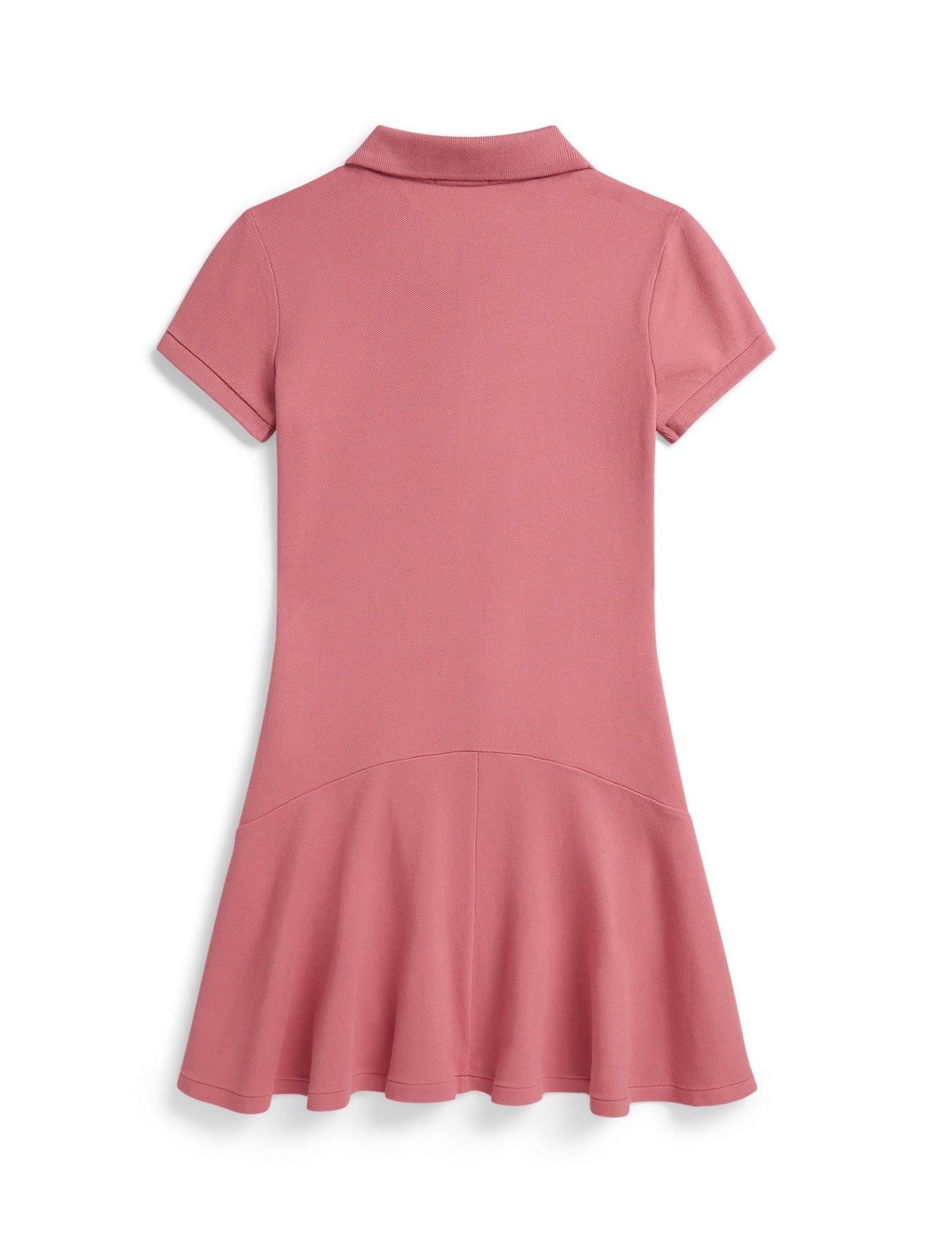 Image 5 of 5 of Polo Ralph Lauren Girls Short Sleeve Polo Dress - Pink