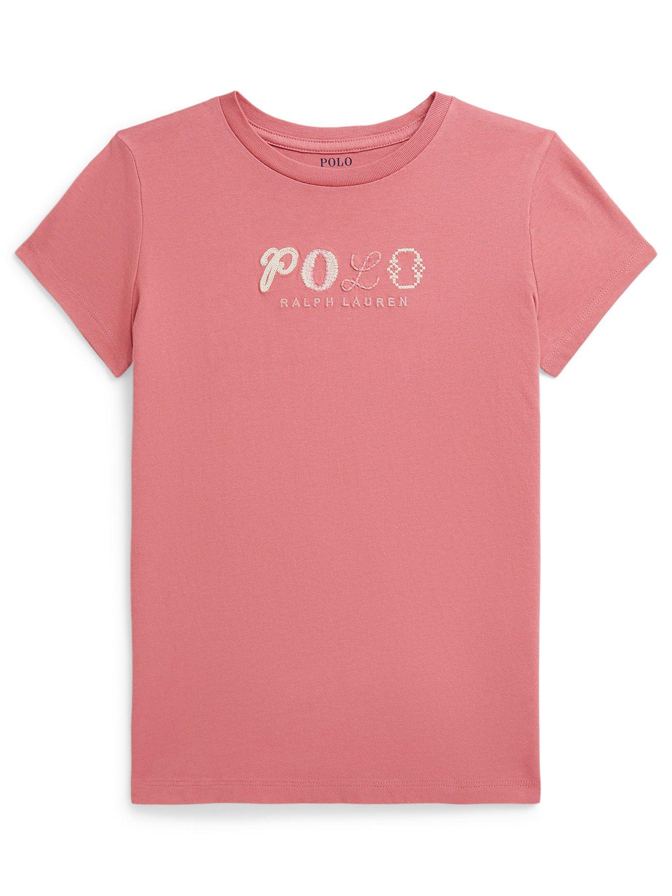 Image 2 of 5 of Polo Ralph Lauren Girls Short Sleeve Polo Logo T-shirt - Pink