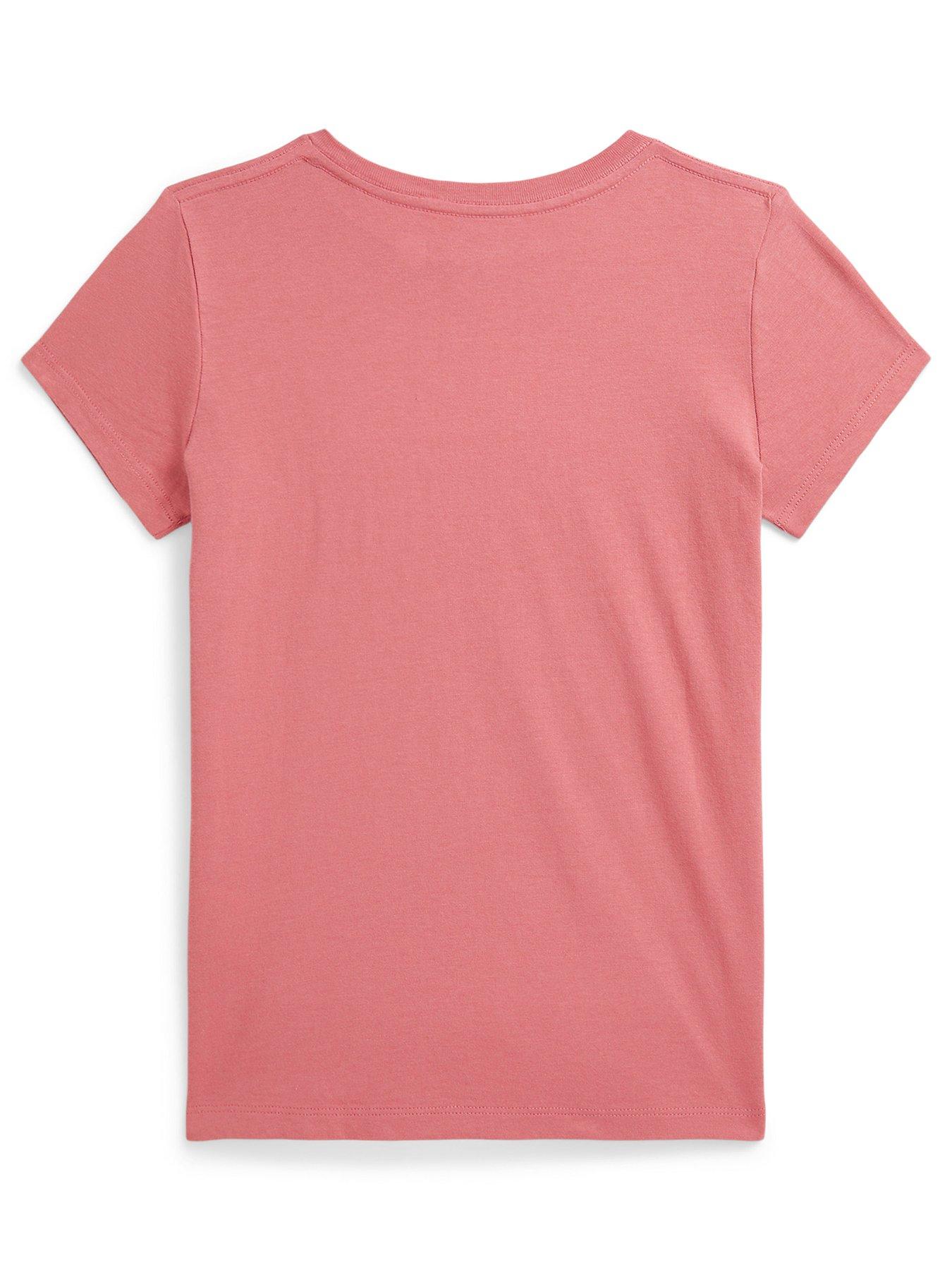 Image 3 of 5 of Polo Ralph Lauren Girls Short Sleeve Polo Logo T-shirt - Pink