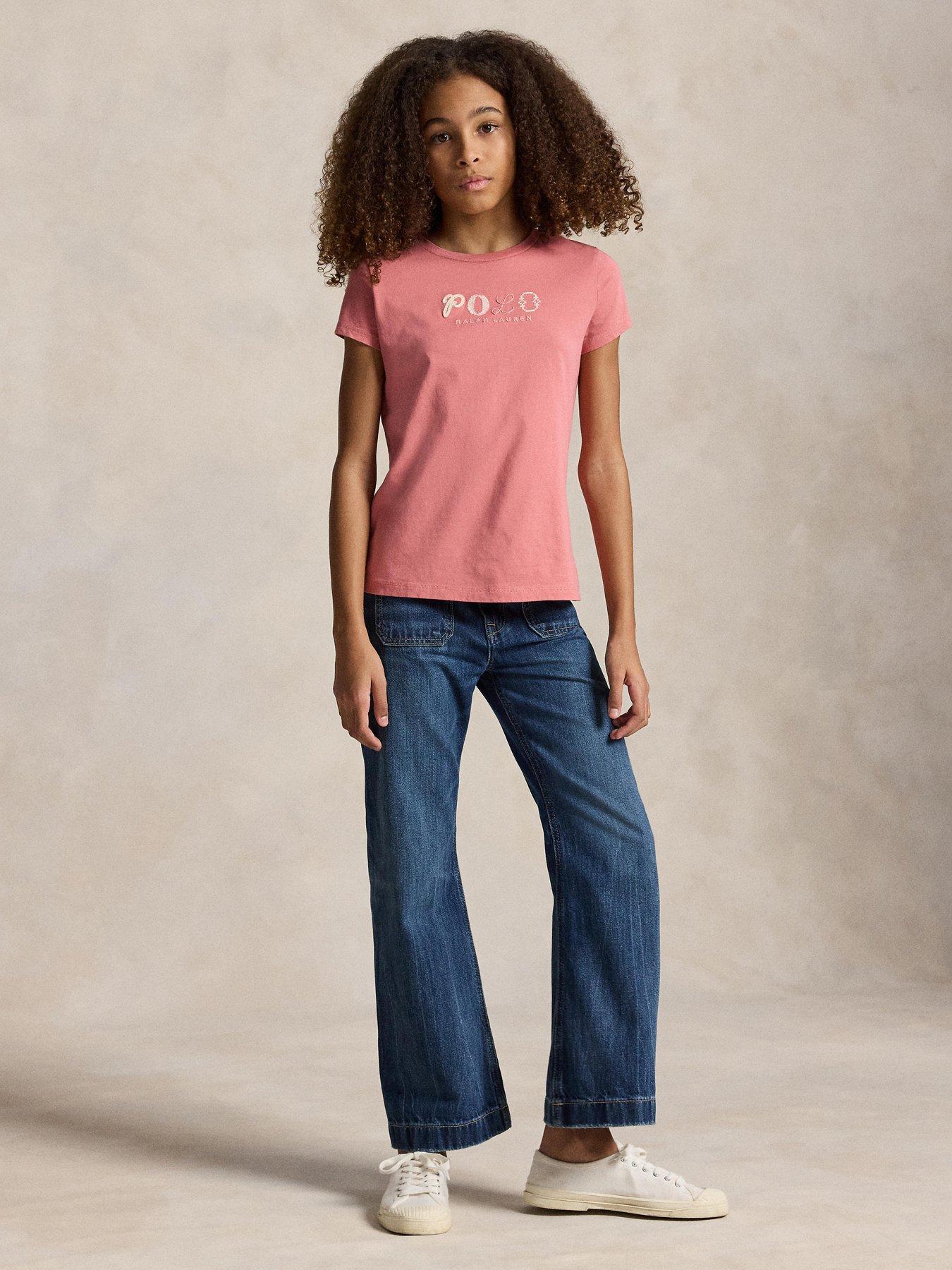 Image 4 of 5 of Polo Ralph Lauren Girls Short Sleeve Polo Logo T-shirt - Pink