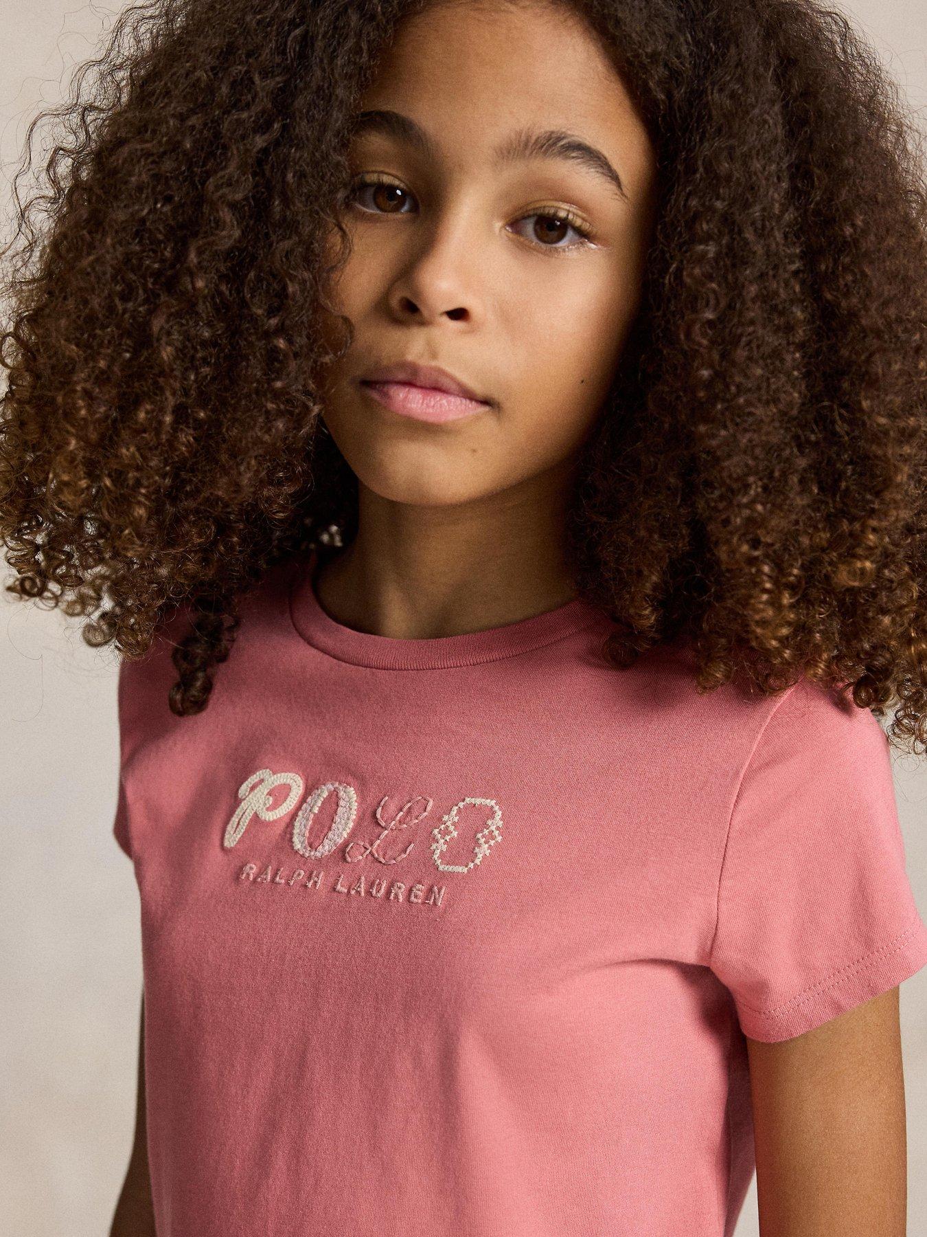 Image 5 of 5 of Polo Ralph Lauren Girls Short Sleeve Polo Logo T-shirt - Pink