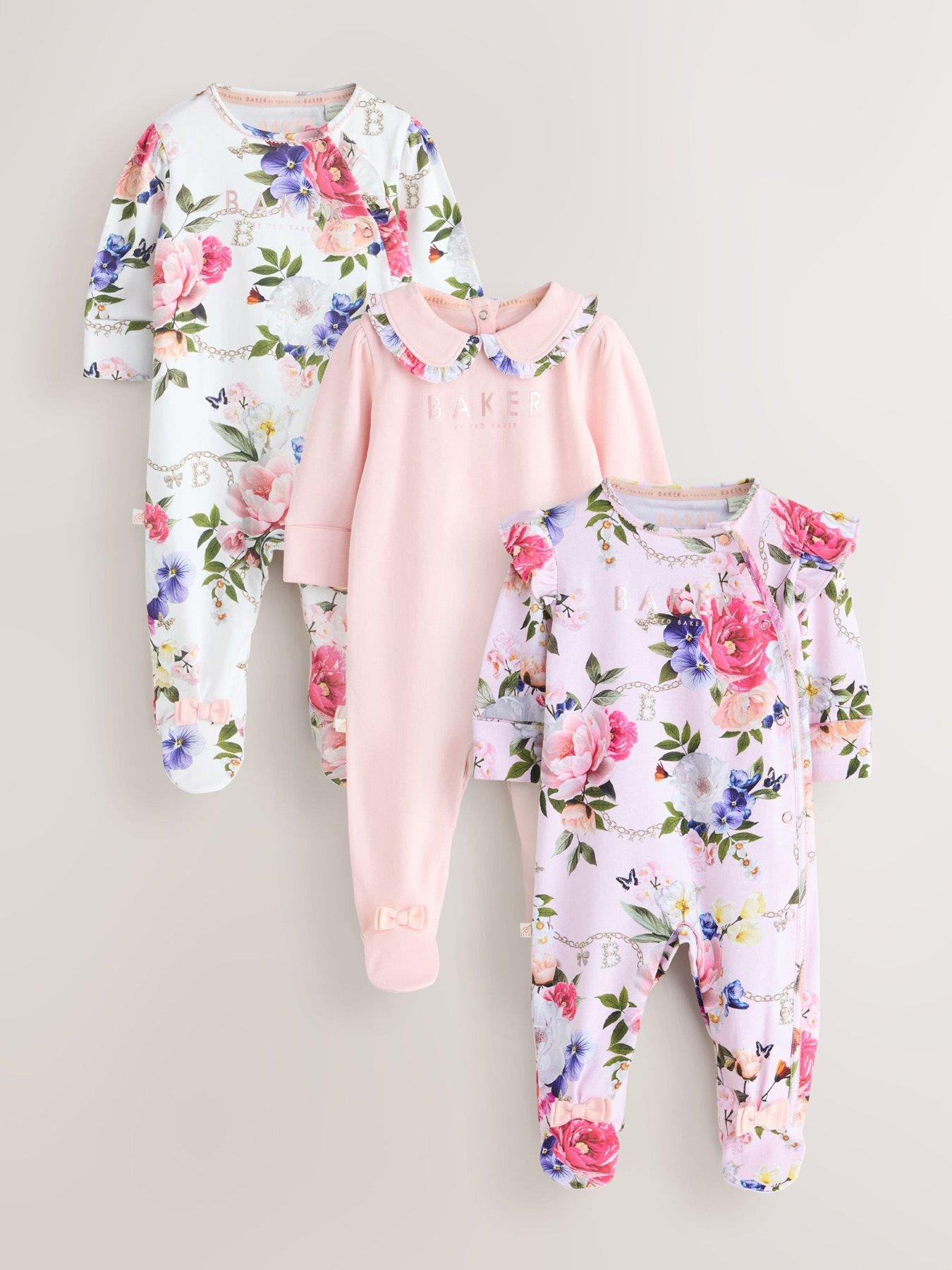 Ted Baker Baby Girls 3 Pack Floral Sleepsuits - Multi