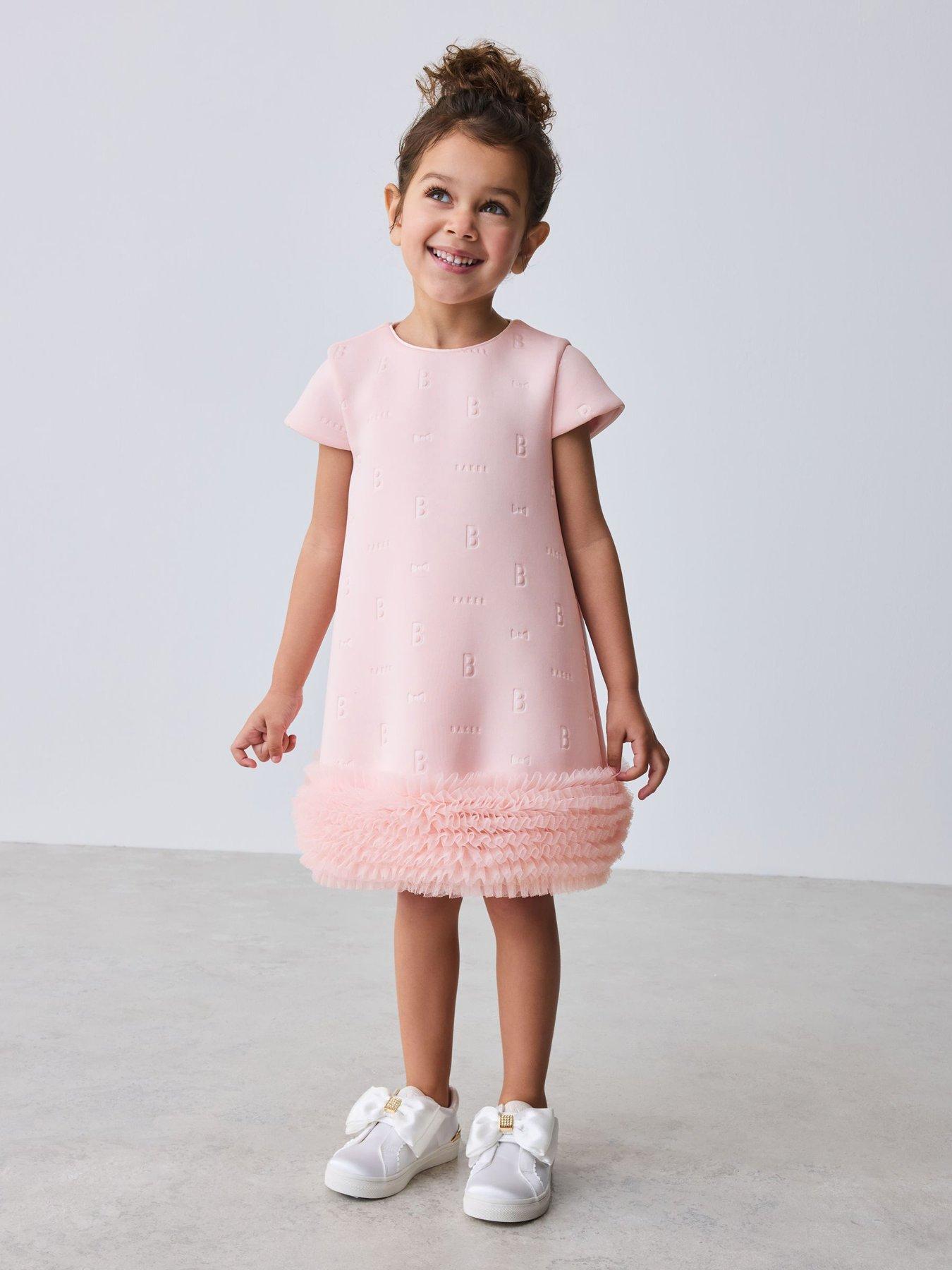 Ted Baker Younger Girls Frill Hem Occasion Dress - Pink
