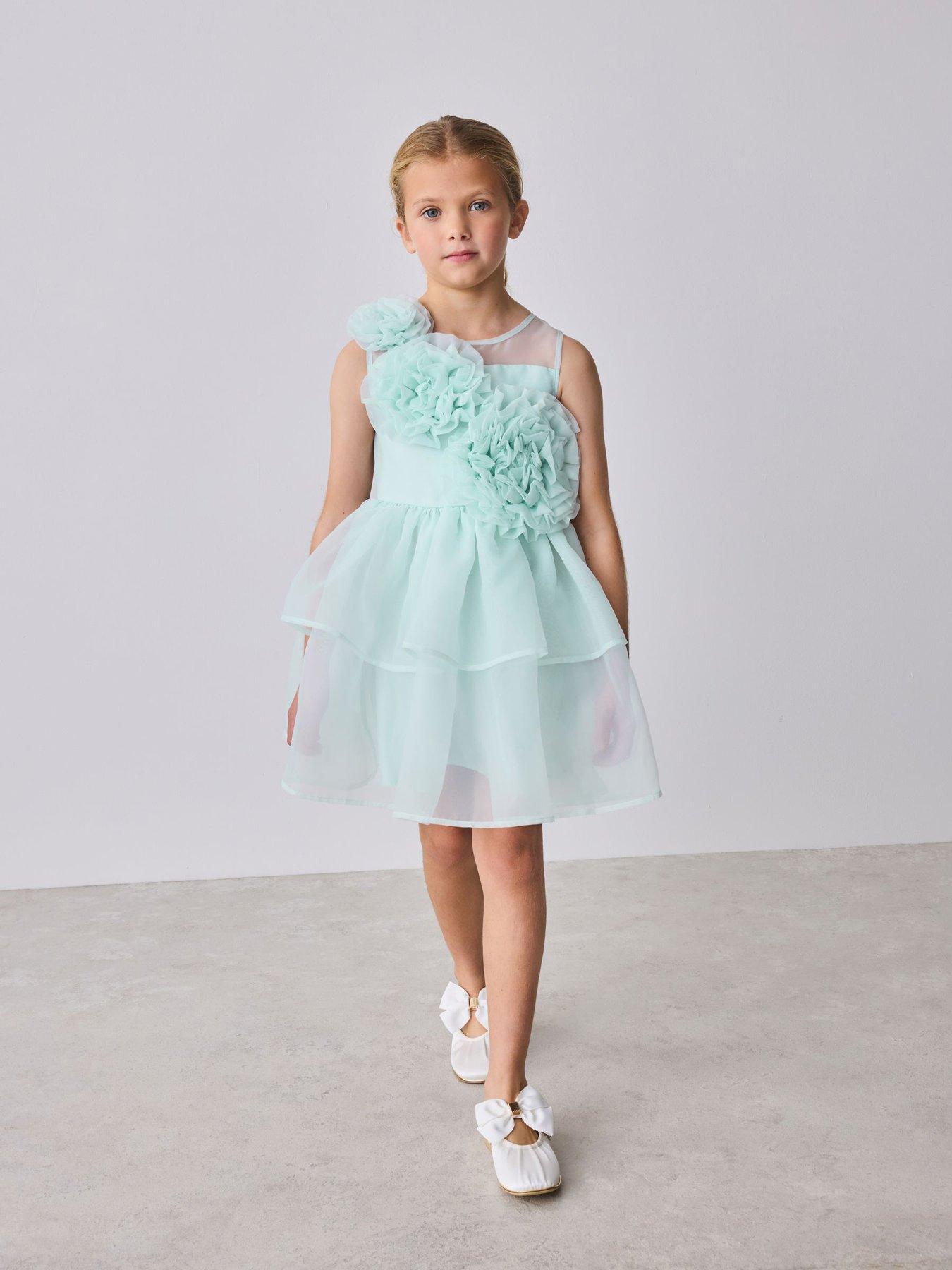 Ted Baker Younger Girls Corsage Occasion Dress - Green