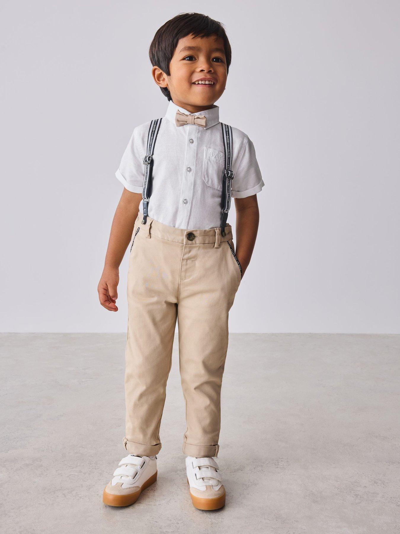 Ted Baker Younger Boys Trouser Brace Set - White/Stone