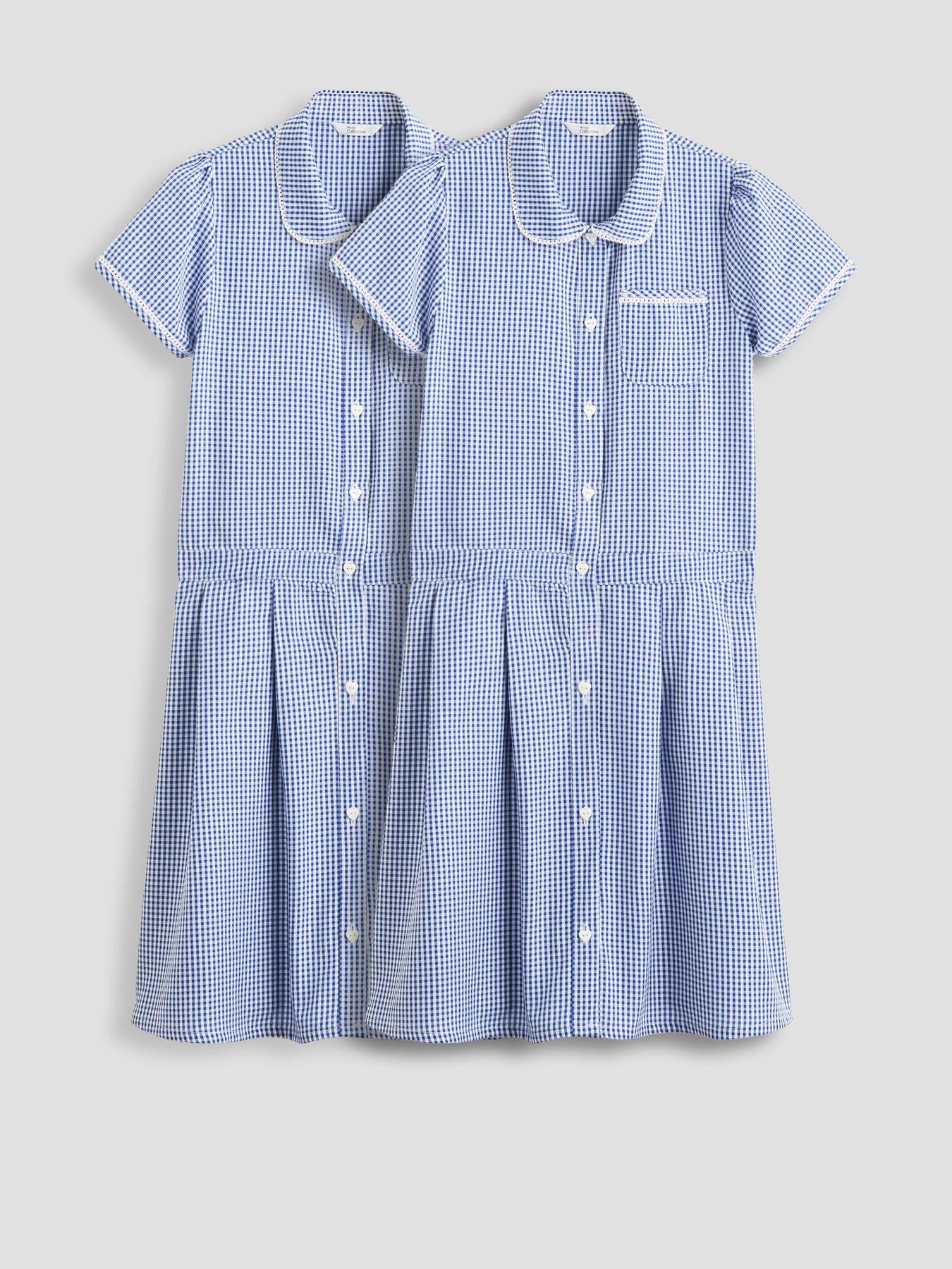 The Very Collection 2 Pack Girls Gingham School Dresses - Dark Blue