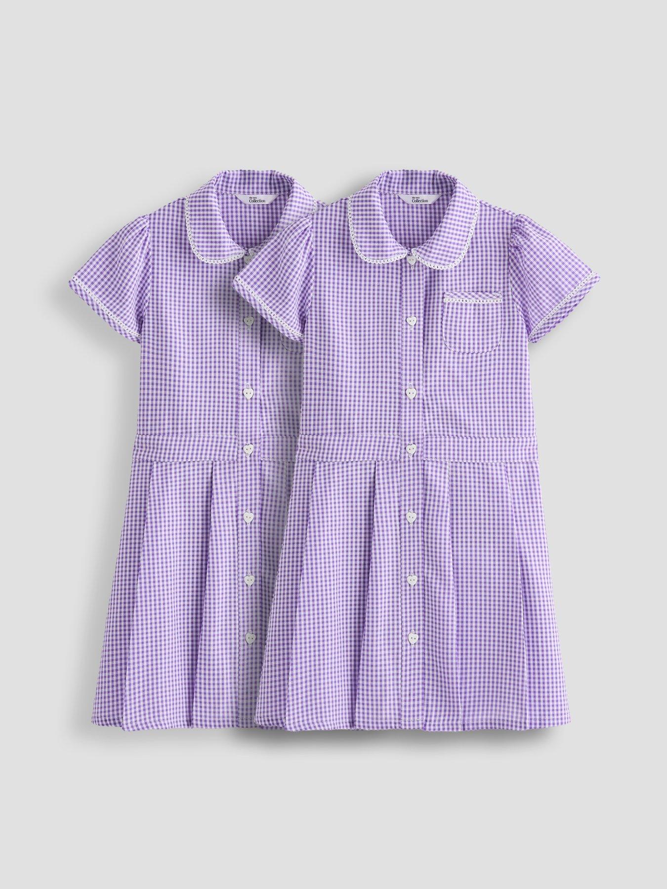 The Very Collection 2 Pack Girls Gingham School Dresses - Purple | Very