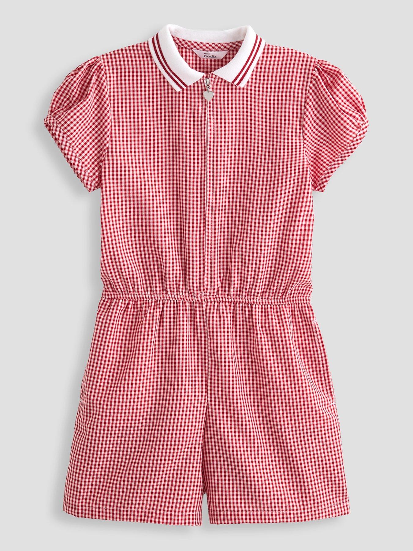 The Very Collection Gingham School Playsuit - Red
