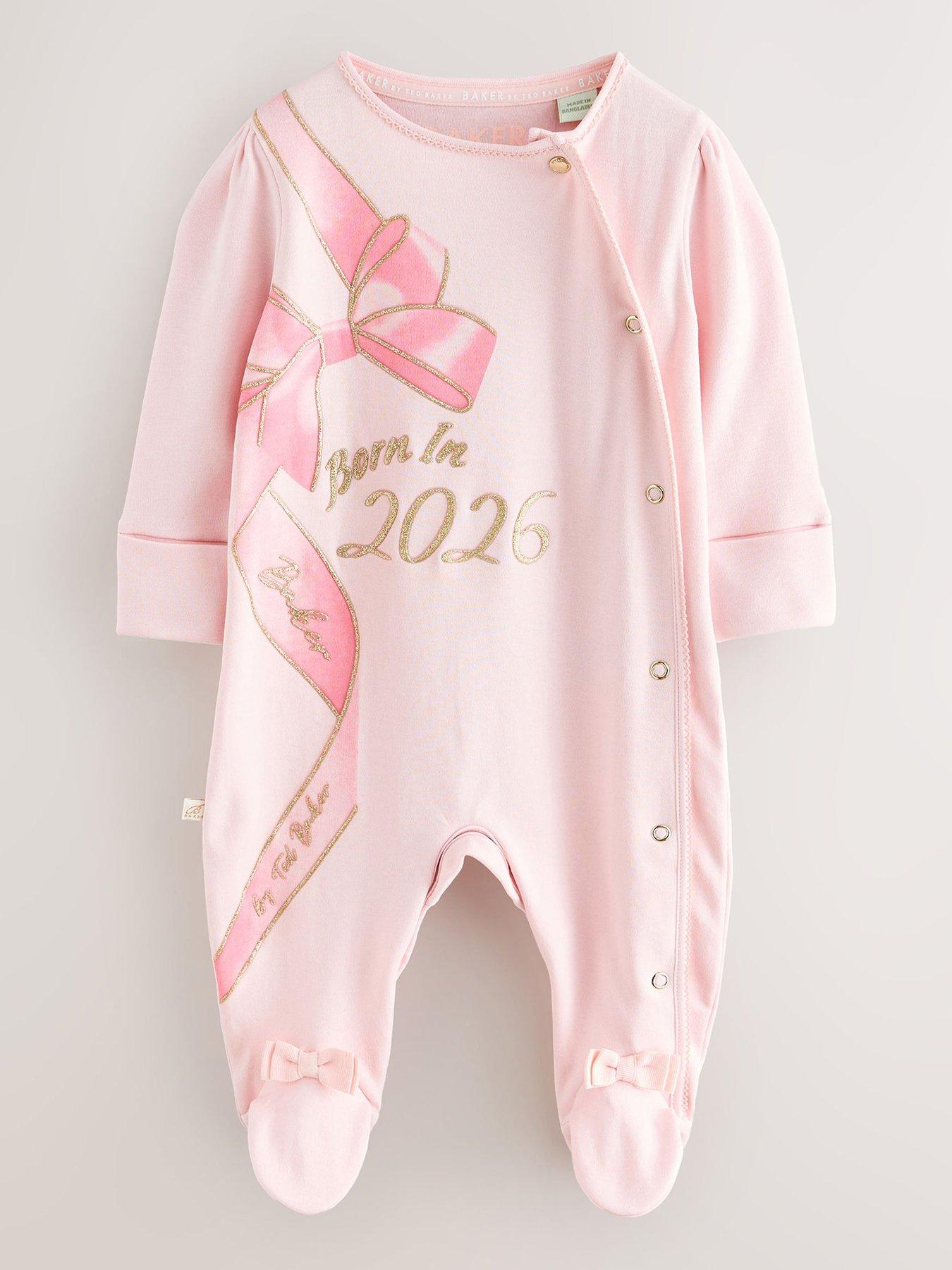 Ted Baker Baby Girls Born In 2026 Bow Bodysuit - Pink