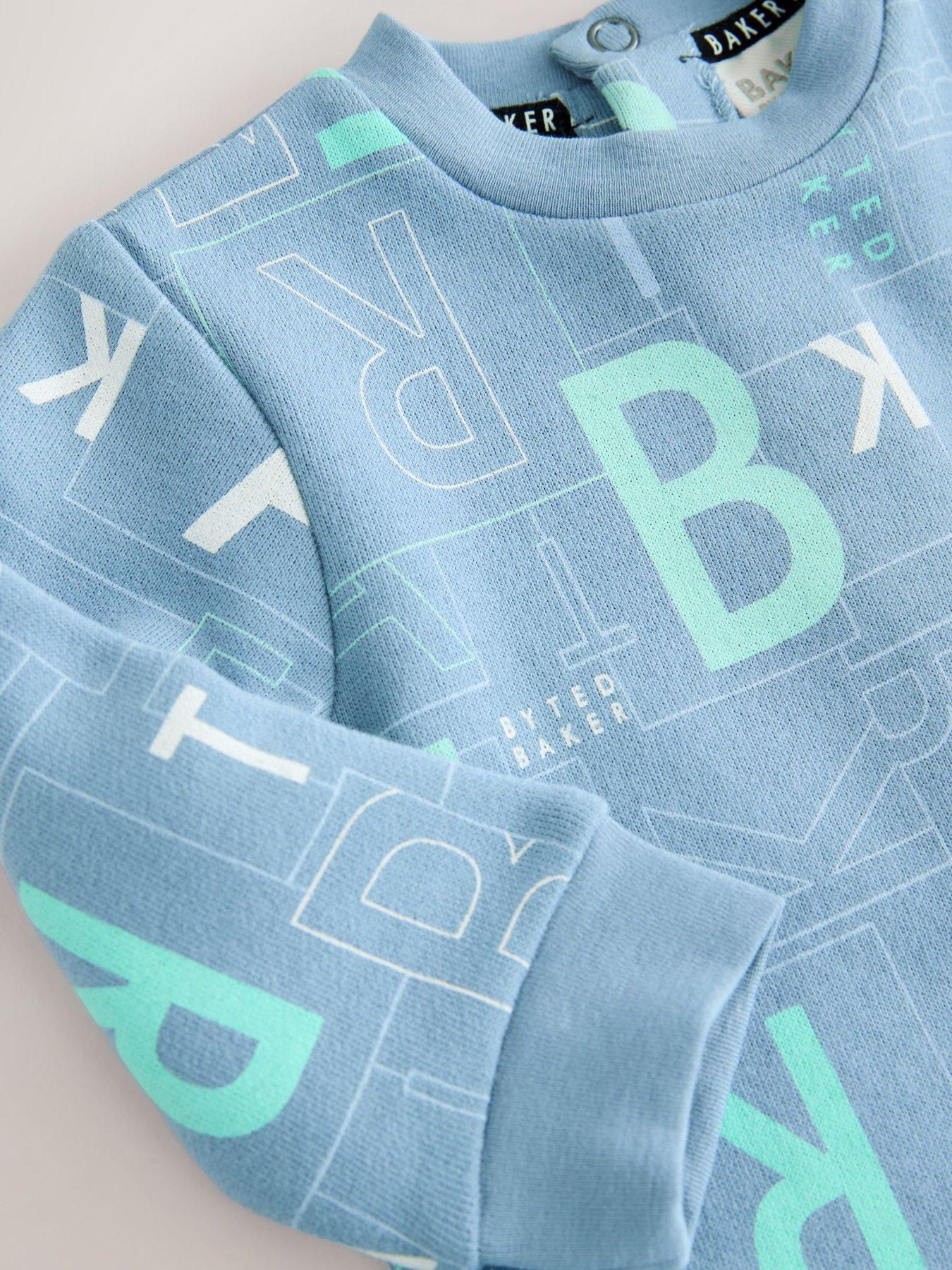 Image 3 of 6 of Ted Baker Baby Boys Graphic Rompersuit - Blue