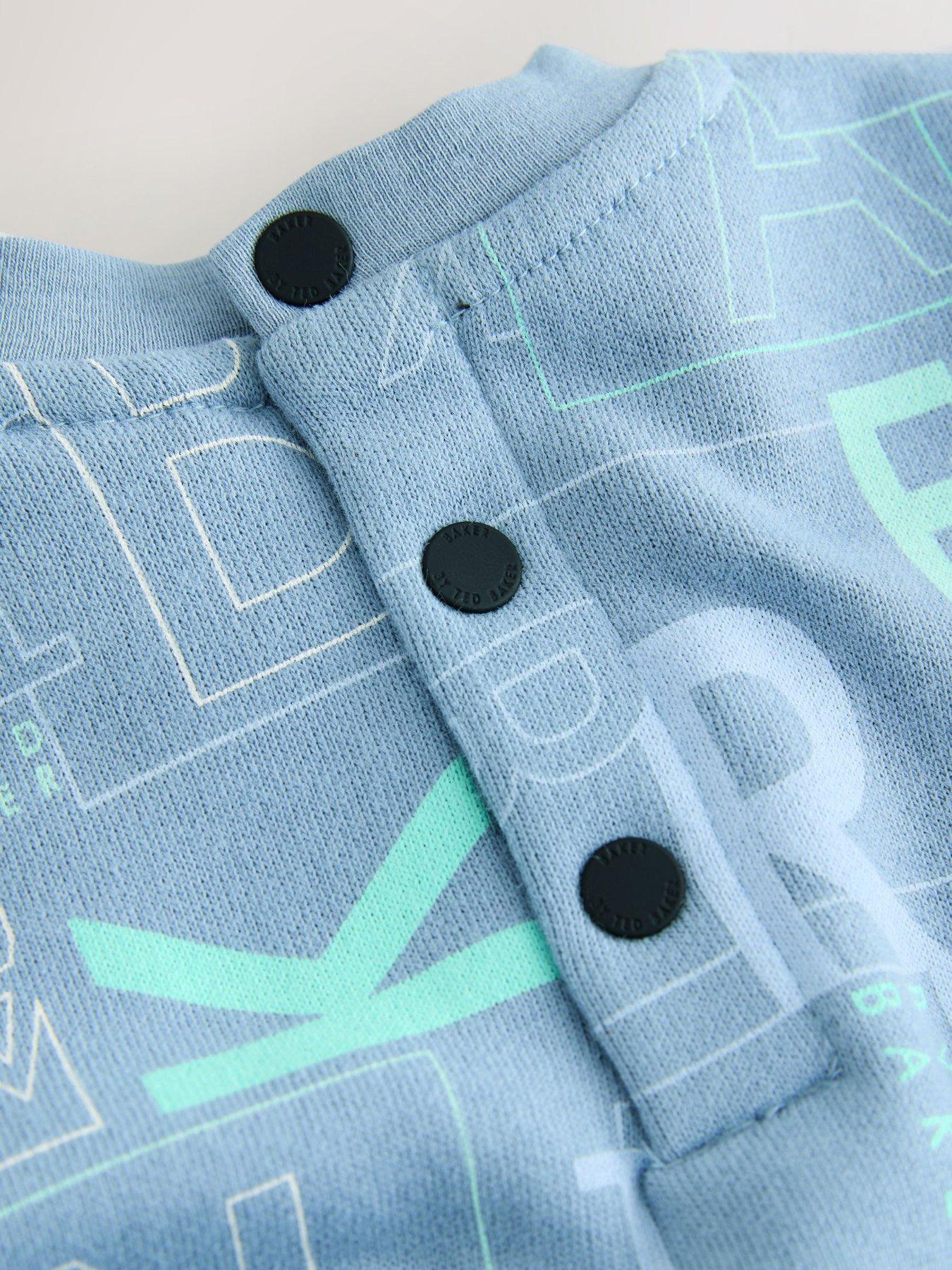 Image 4 of 6 of Ted Baker Baby Boys Graphic Rompersuit - Blue