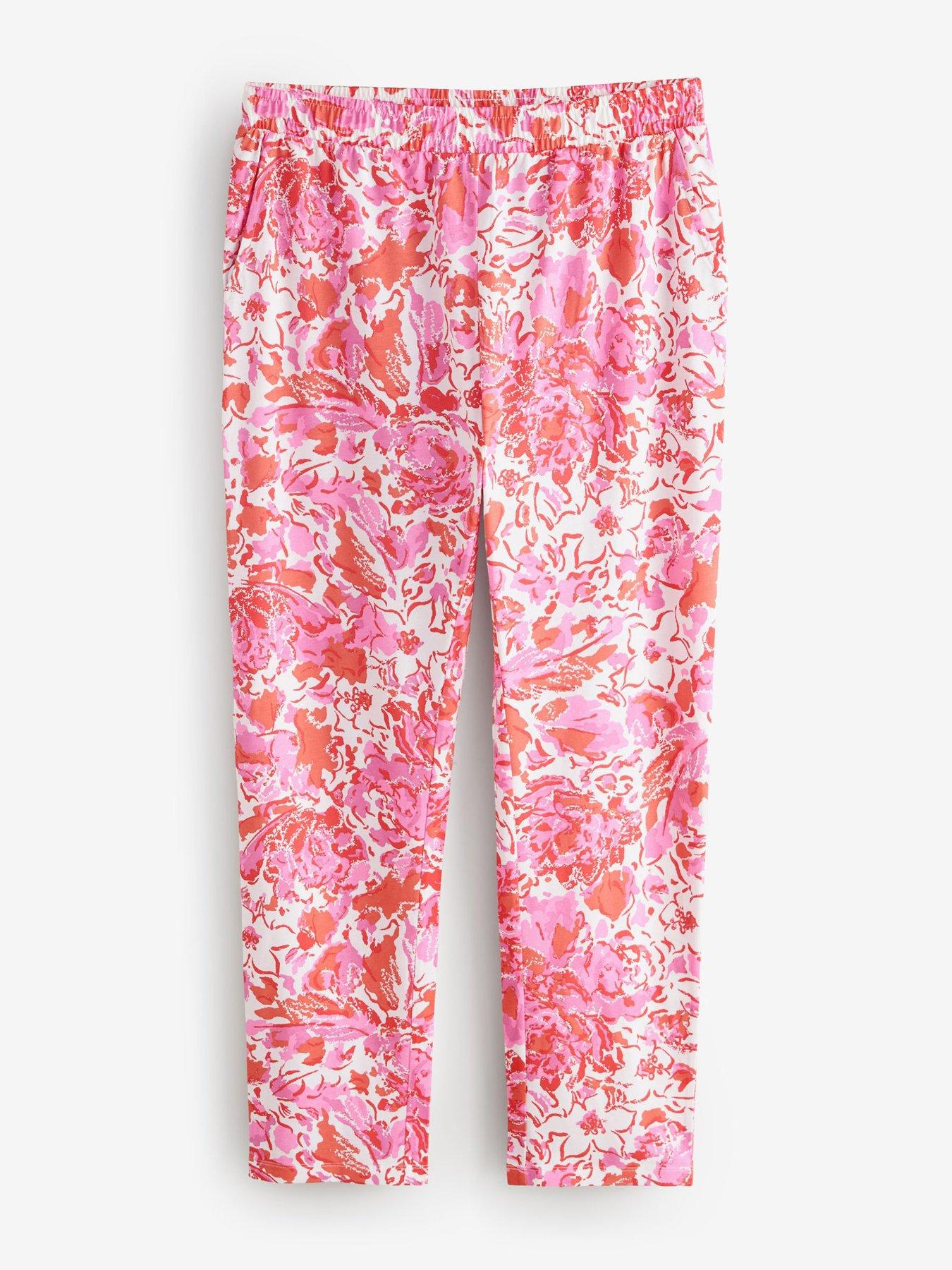 Image 7 of 7 of Laura Ashley Peony Ruffle Short Sleeve Jersey Pyjamas - Pink