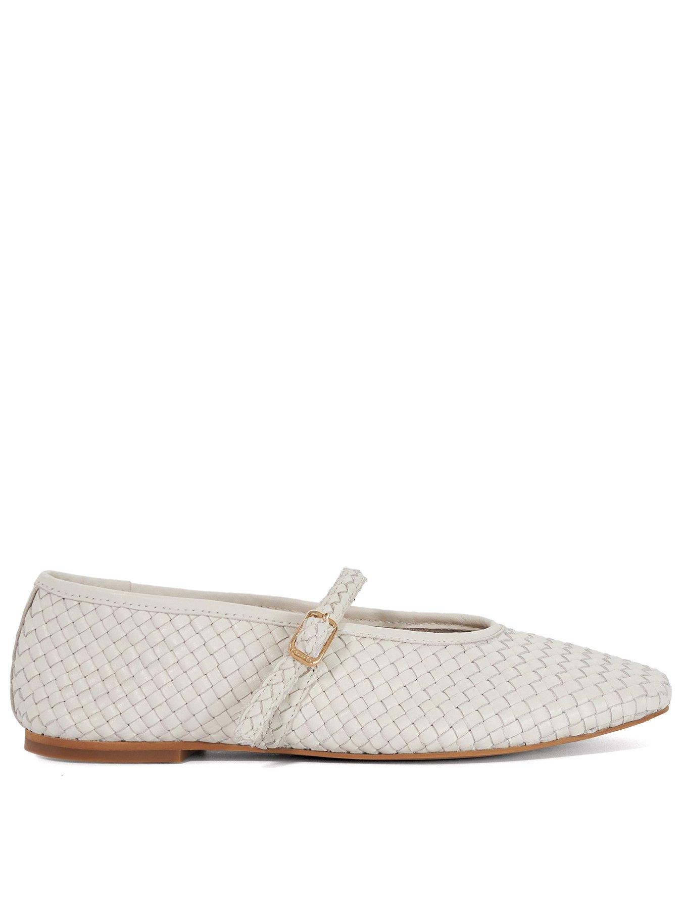 Dune London Headliner Woven Leather Ballerina - Ecru
