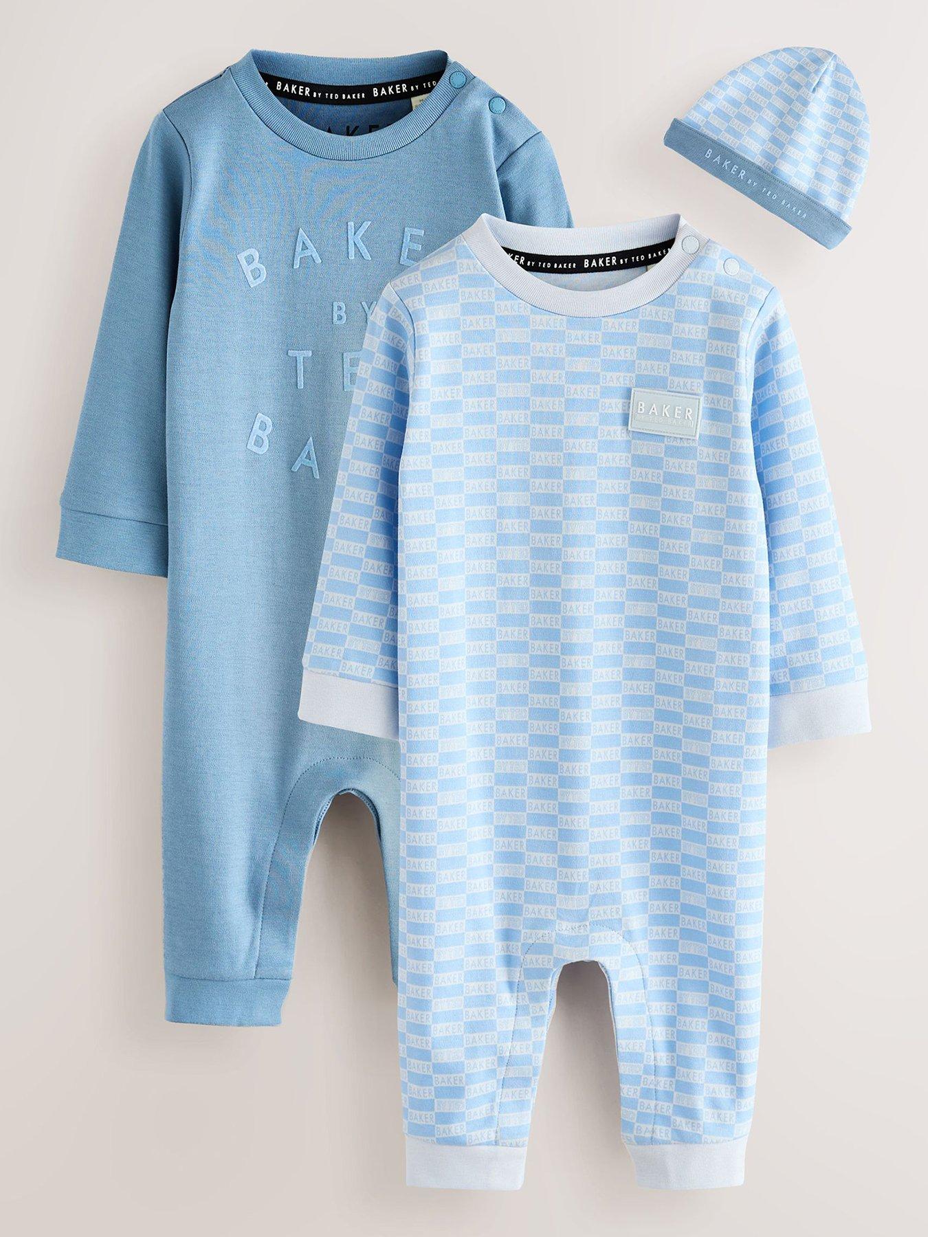 Ted Baker Baby Boys 2 Pack Romper Hat Set - Blue