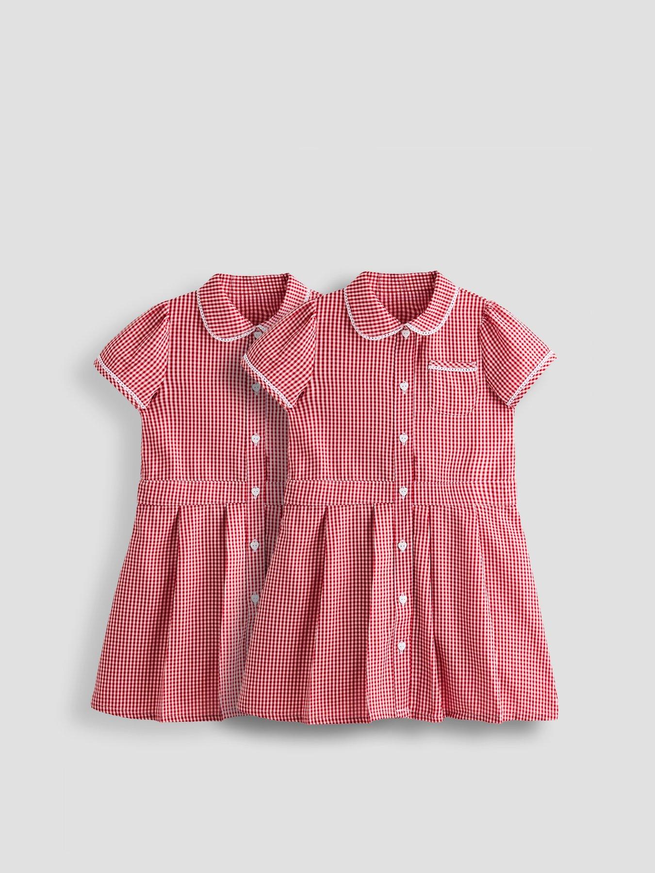 The Very Collection 2 Pack Girls Gingham School Dresses - Red