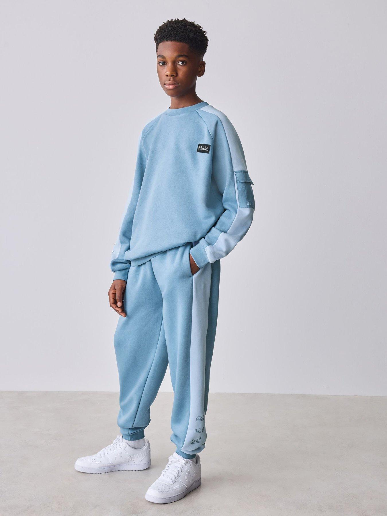 Ted Baker Older Boys Panel Colour Block Sweatshirt and Joggers Set - Blue