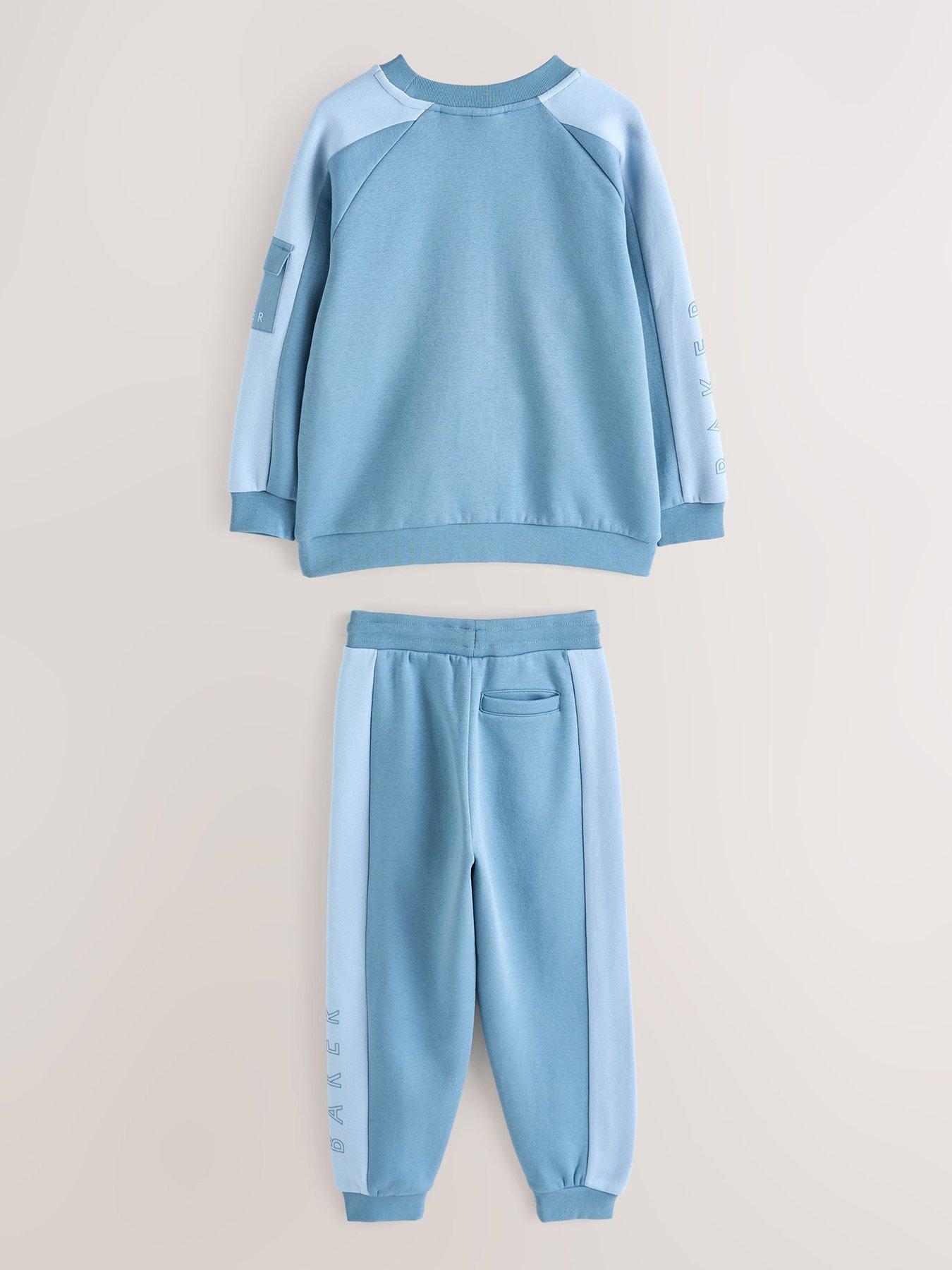 Image 3 of 7 of Ted Baker Older Boys Panel Colour Block Sweatshirt and Joggers Set - Blue