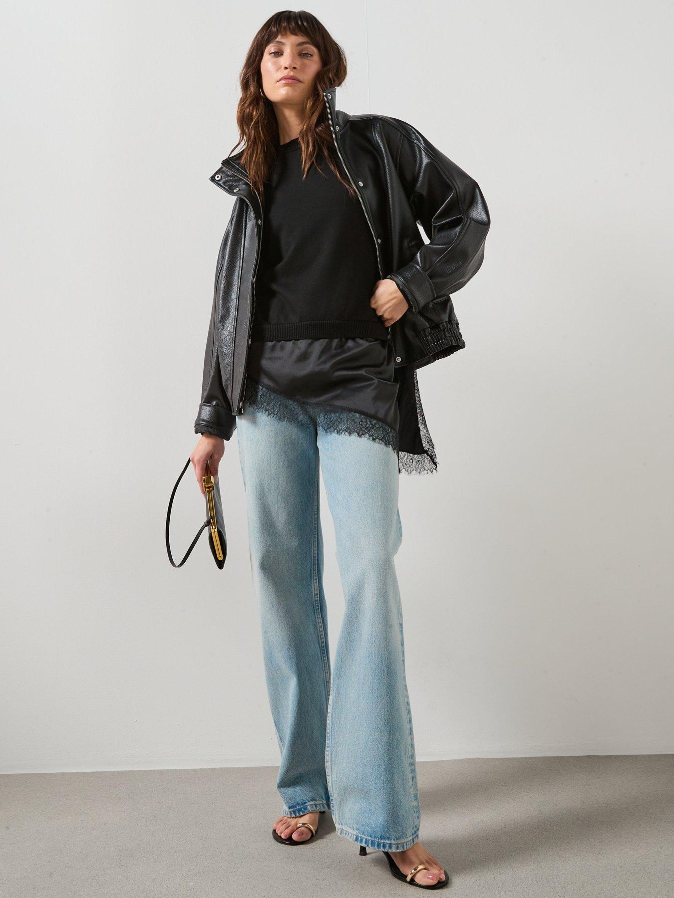 Image 3 of 6 of Mango Jumper With Lace Detail - Black