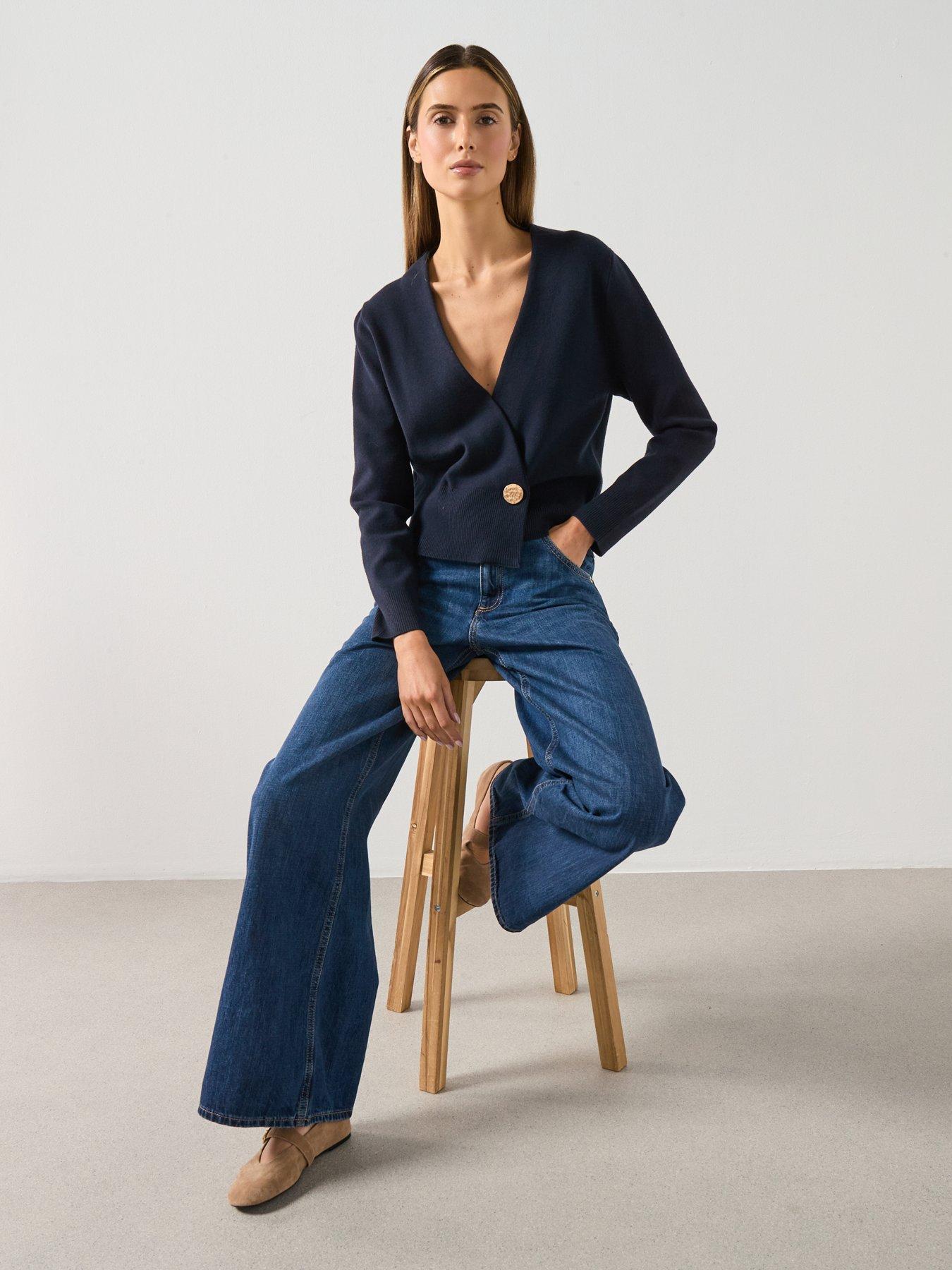 Image 4 of 6 of Mango Low Rise Wide Leg Jeans - Blue