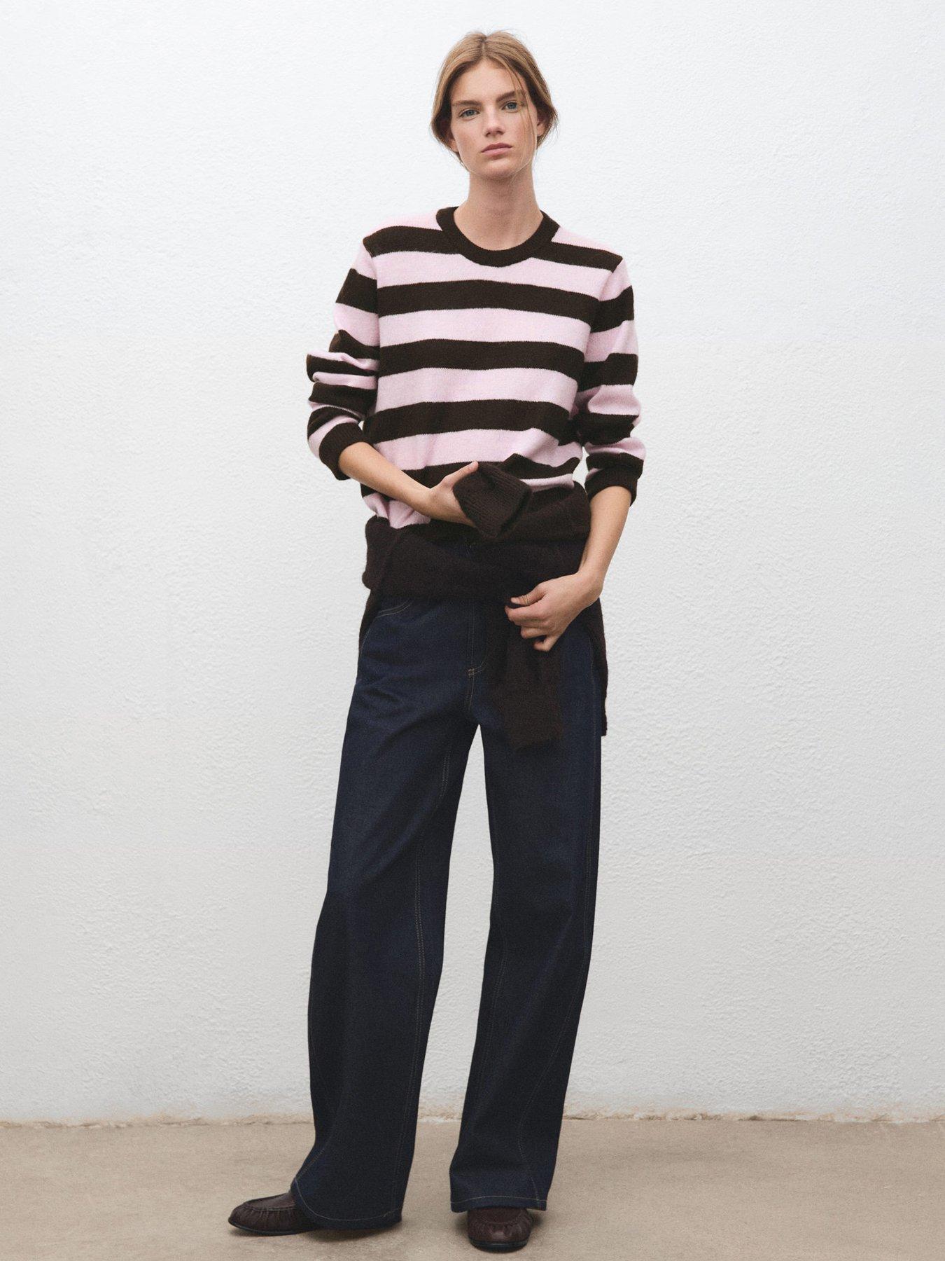 Mango Long Sleeve Striped Jumper - Pink | Very