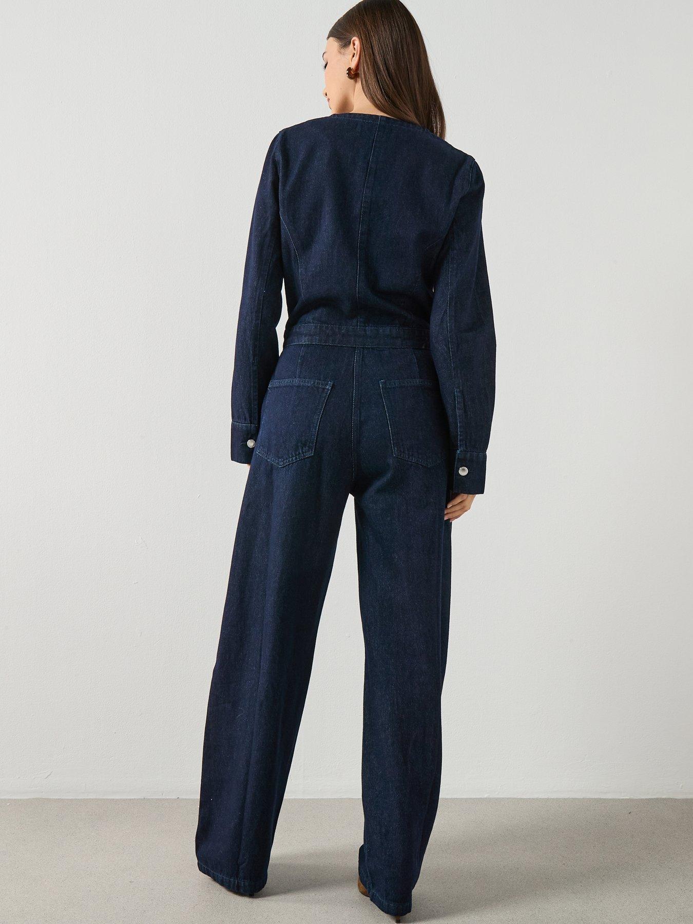 Image 2 of 6 of Mango Buttons Denim Jumpsuit - Dark Denim