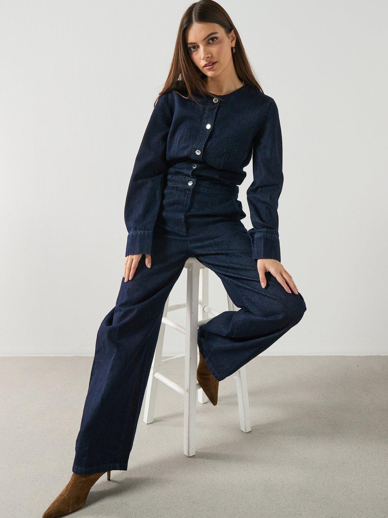 Image 3 of 6 of Mango Buttons Denim Jumpsuit - Dark Denim