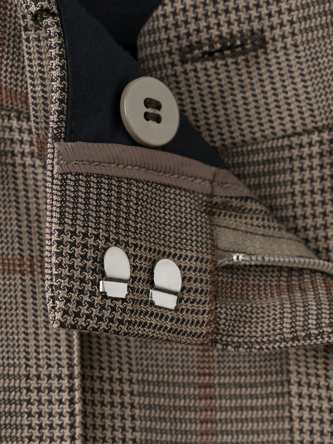 Image 4 of 5 of Mango Wool-blend Check Trousers - Brown