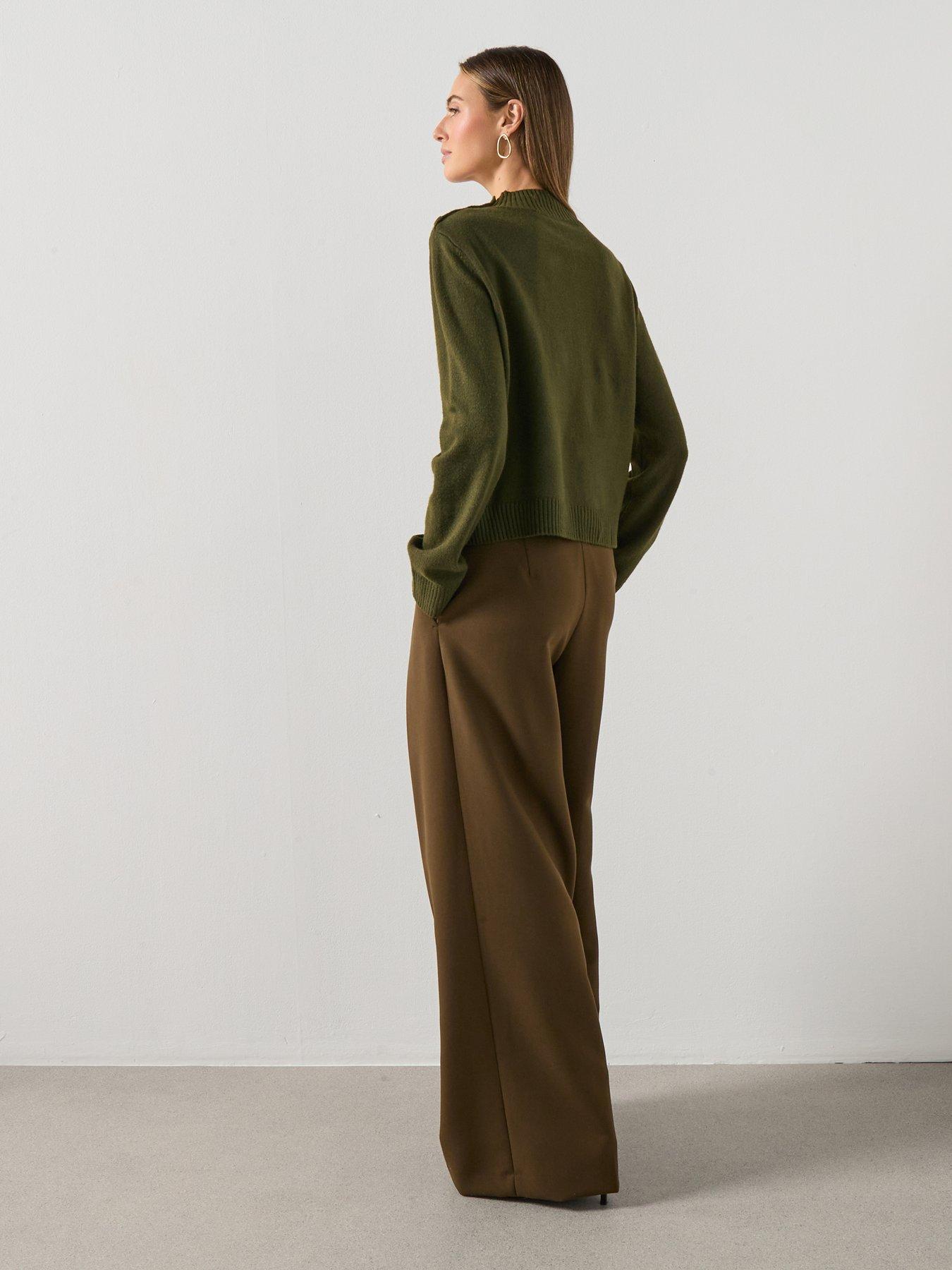 Mango High Neck Jumper With Button Detail - Green | Very