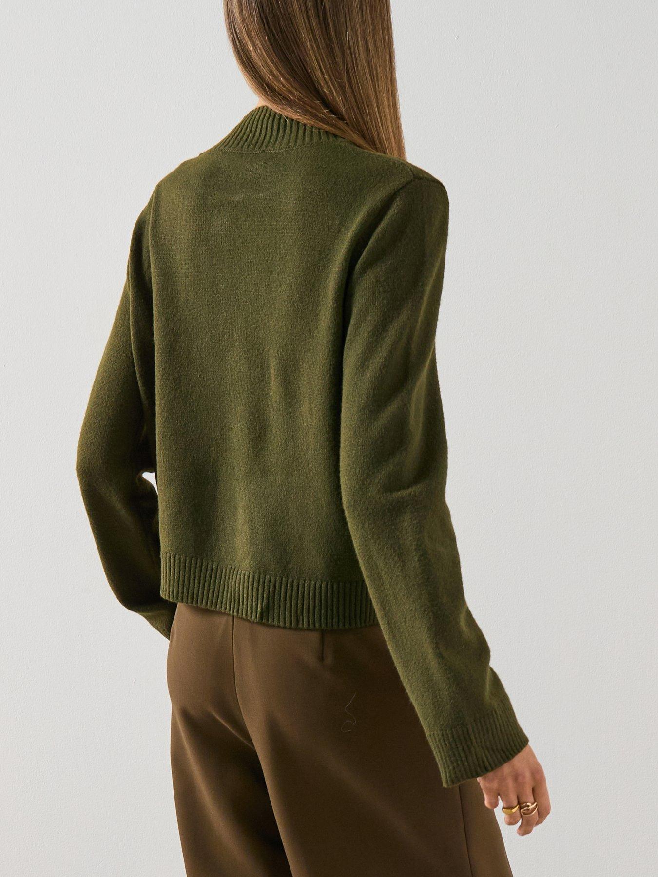 Mango High Neck Jumper With Button Detail - Green | Very