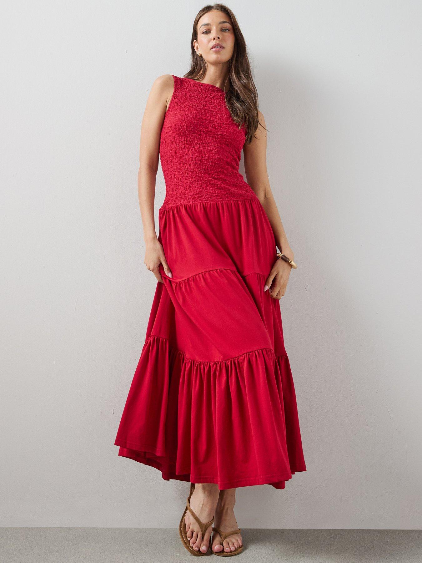 The Very Collection Sleeveless Textured Tiered Maxi Dress