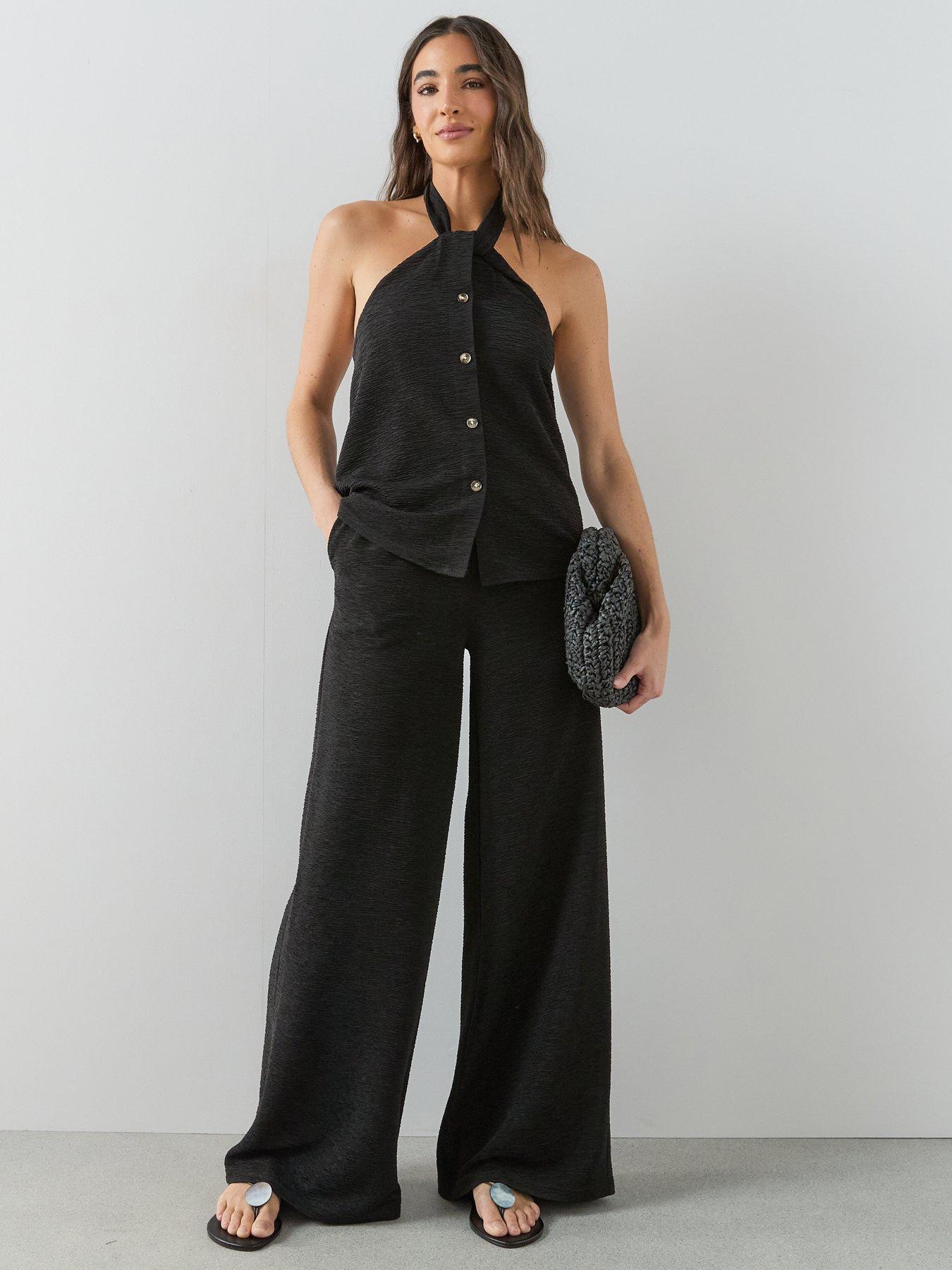 Image 3 of 7 of The Very Collection Textured Stretch Halter Top - Black