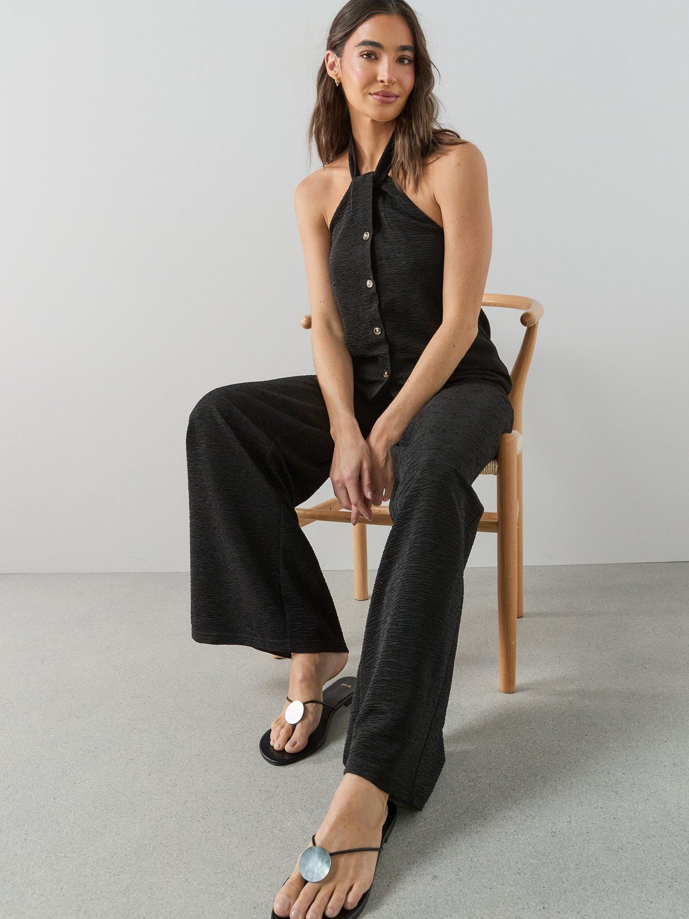 Image 6 of 7 of The Very Collection Textured Stretch Halter Top - Black