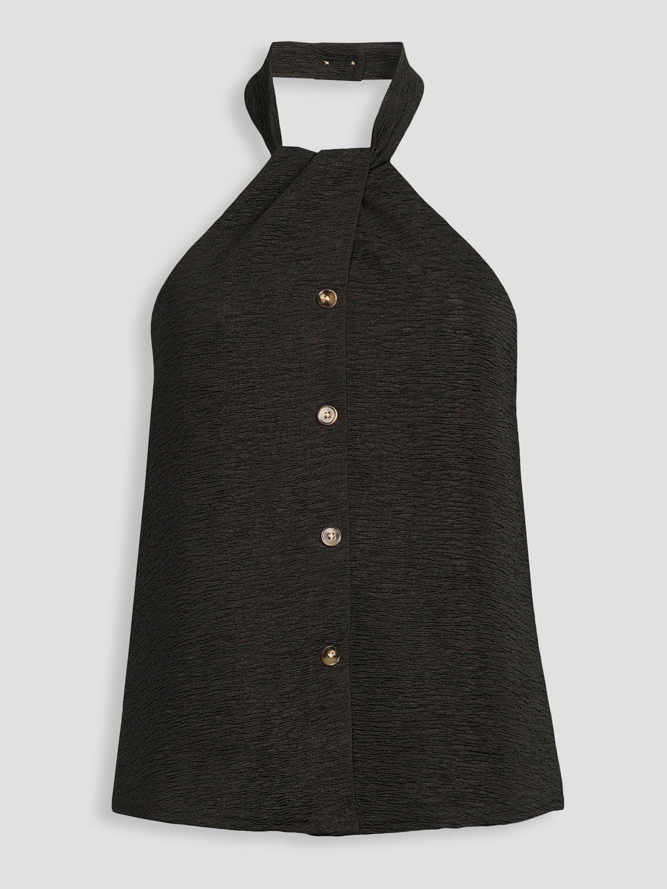 Image 7 of 7 of The Very Collection Textured Stretch Halter Top - Black