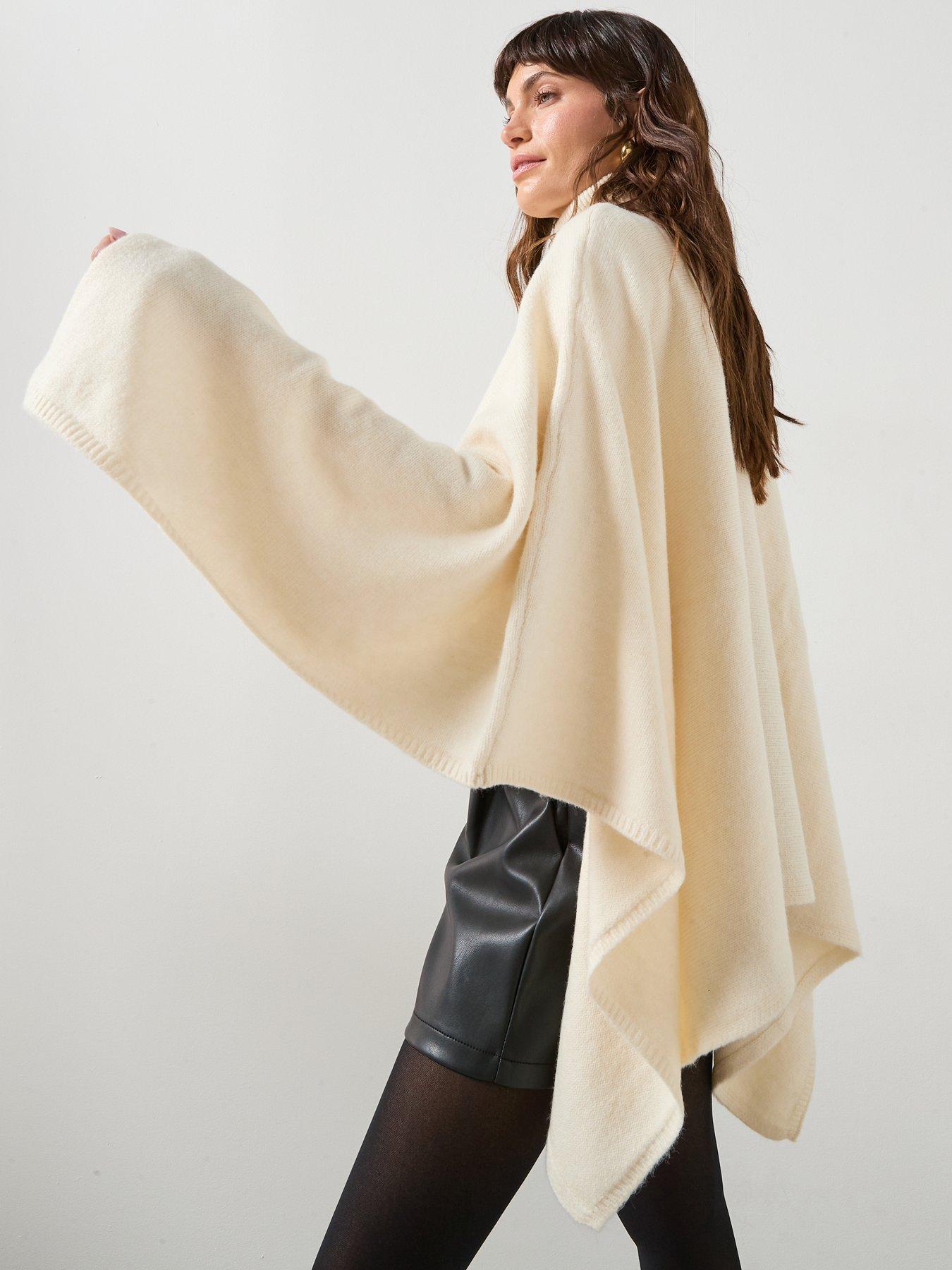 Mango Knitted Turtleneck Cape - Beige