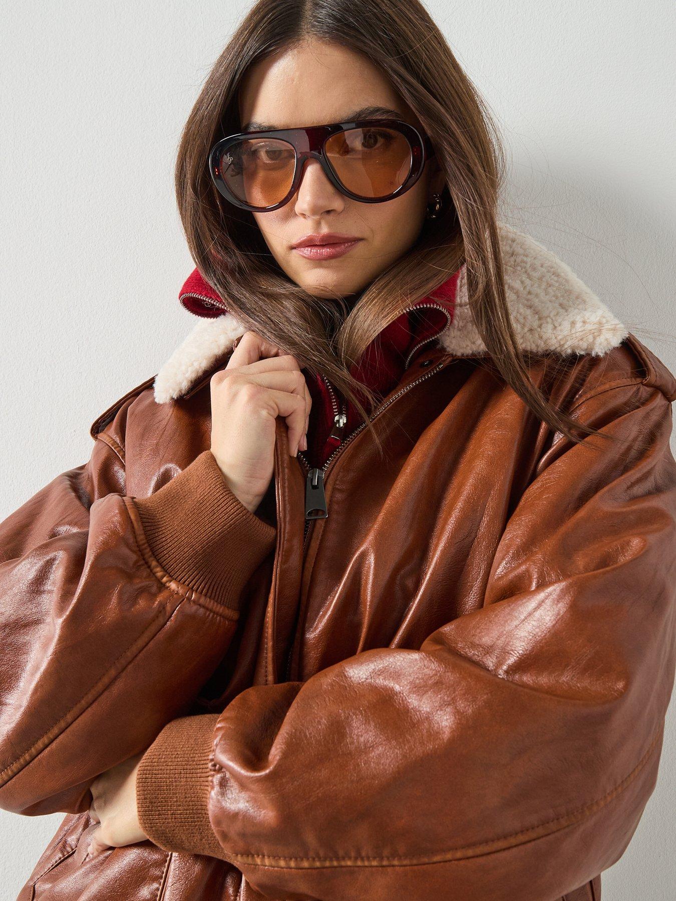 Image 5 of 6 of Mango Fleece Collar Jacket - Brown