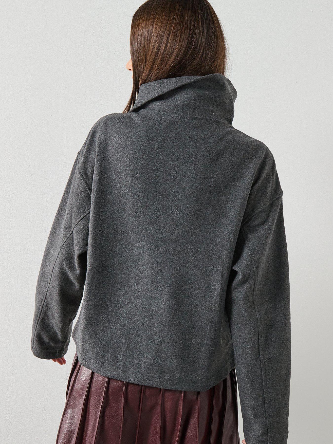 Image 2 of 6 of Mango Turtleneck Sweatshirt With Zip - Grey