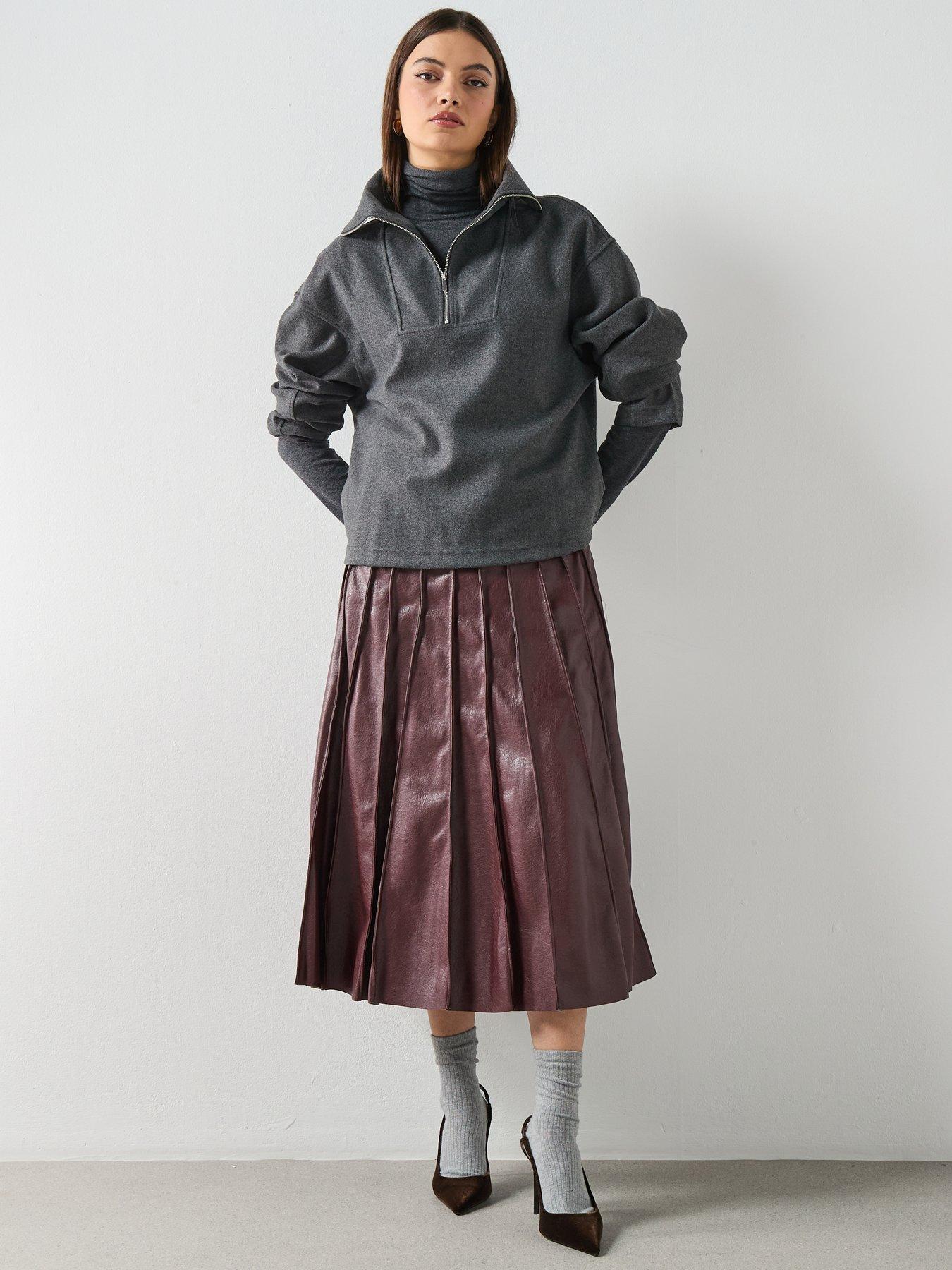 Image 3 of 6 of Mango Turtleneck Sweatshirt With Zip - Grey