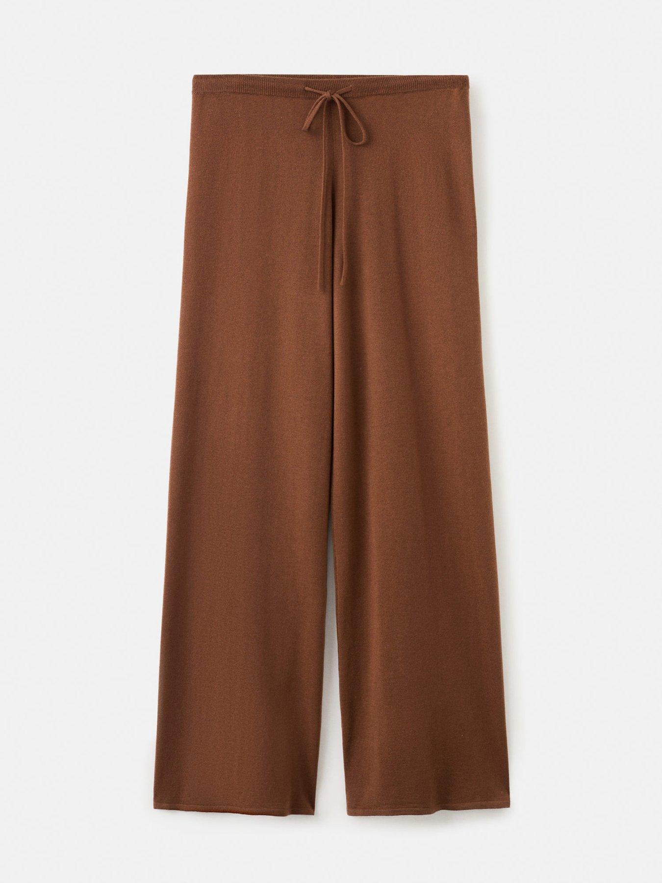 Image 4 of 5 of Mango Straight-Fit Trousers with Elastic Waist - Brown