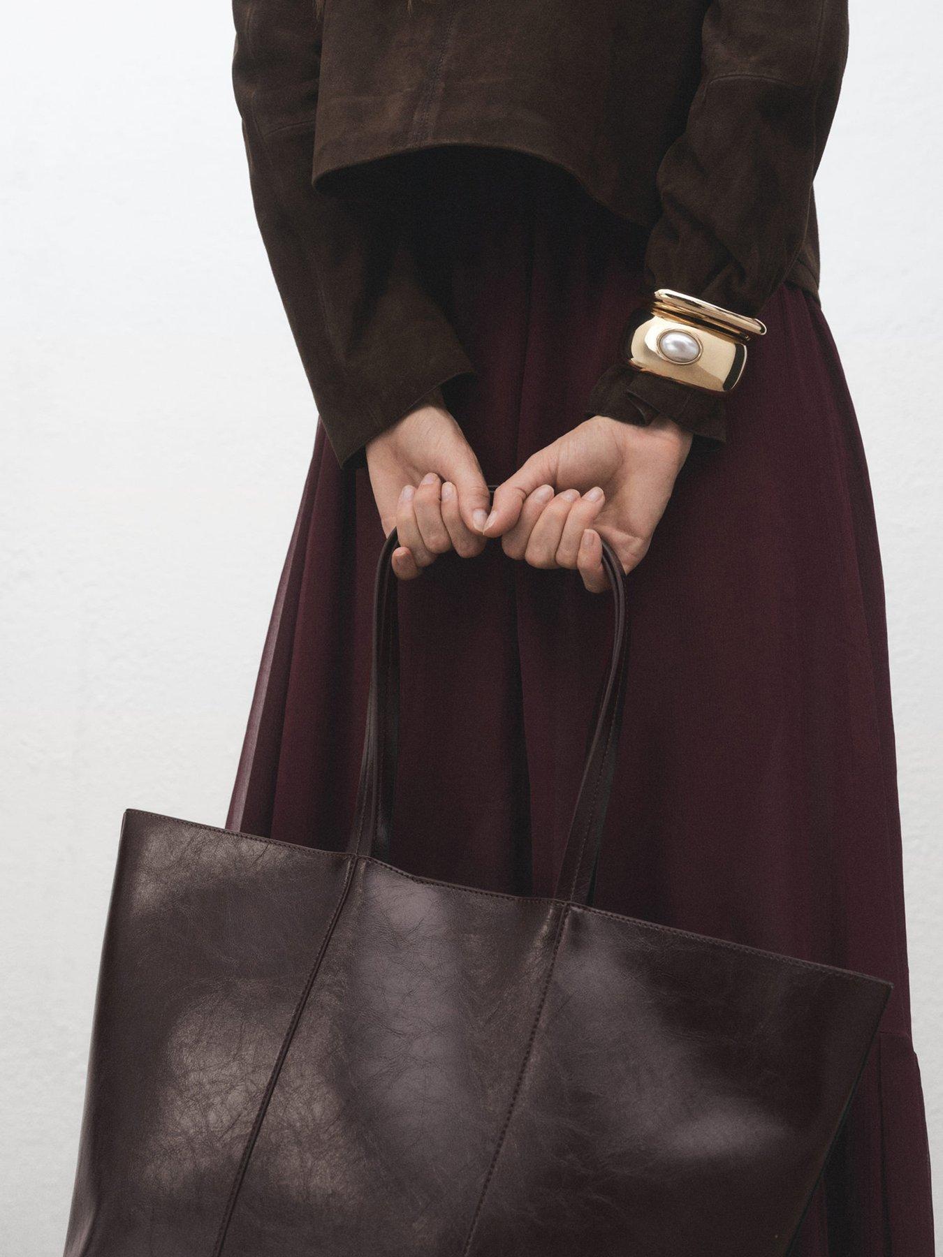 Image 2 of 5 of Mango Large Shopper Bag - Brown