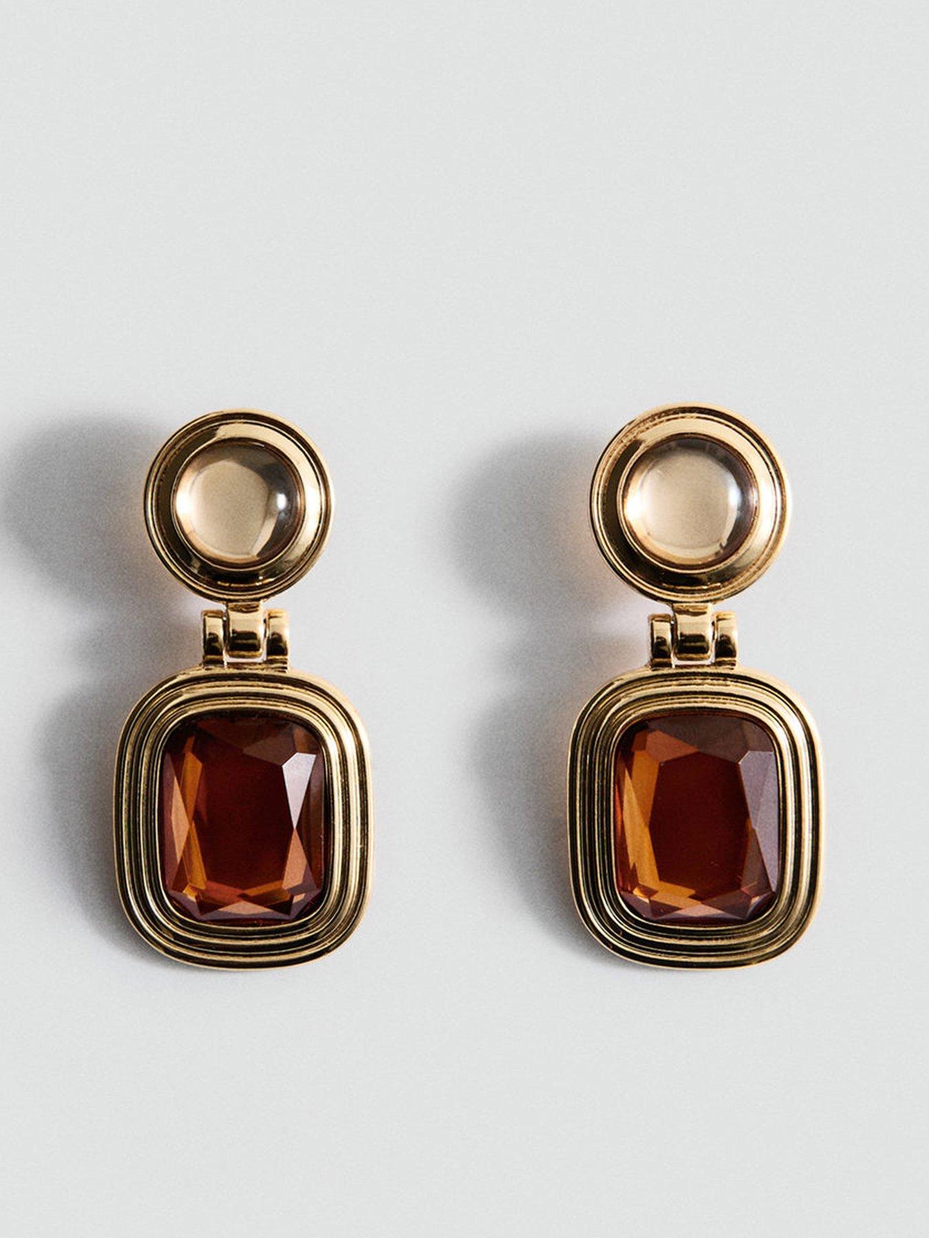 Mango Combined Resin Hanging Earrings - Gold