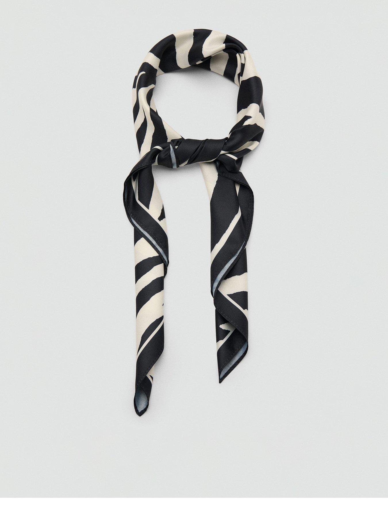 Mango Zebra Satin Scarf - Black