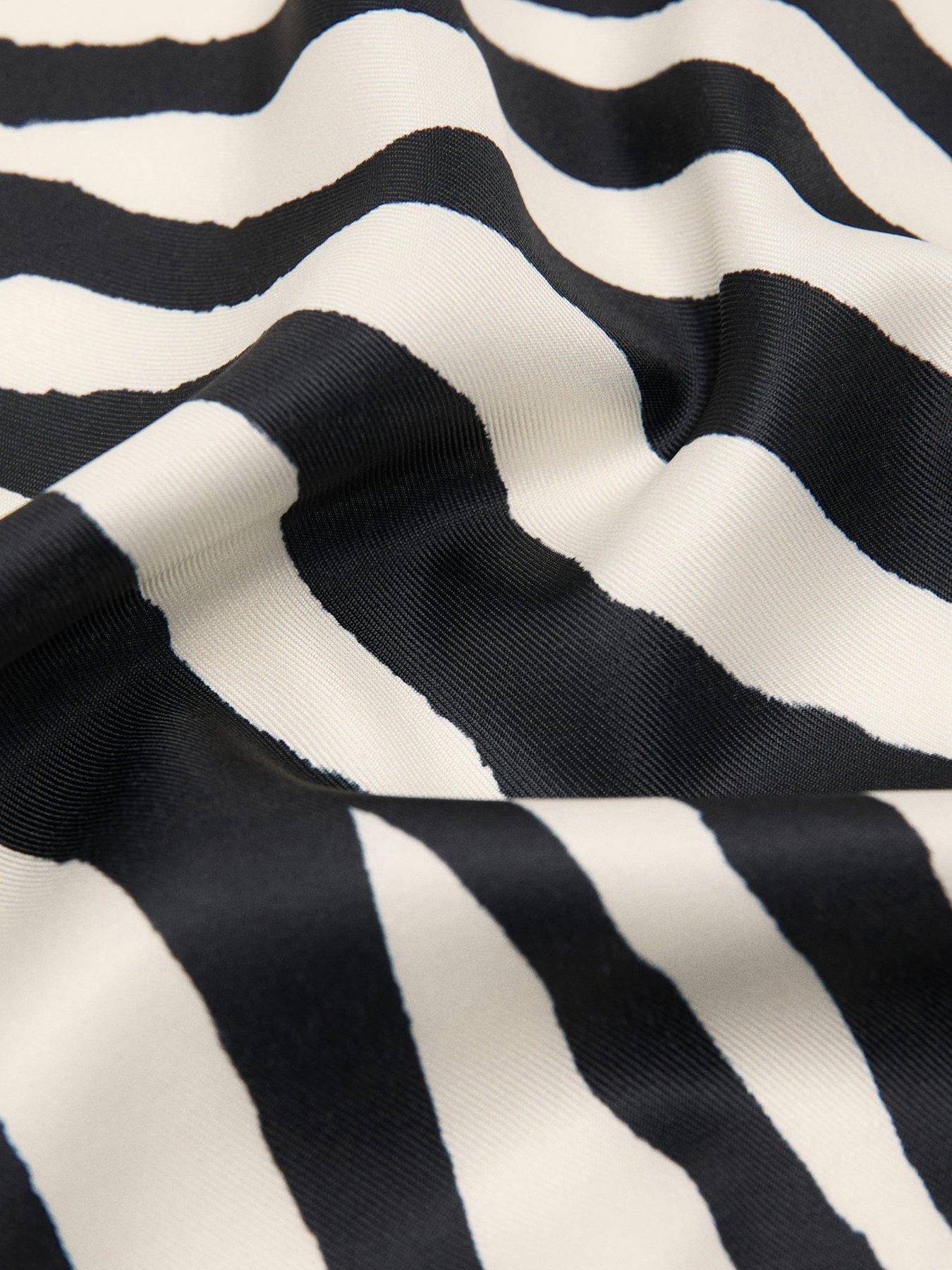 Image 2 of 3 of Mango Zebra Satin Scarf - Black