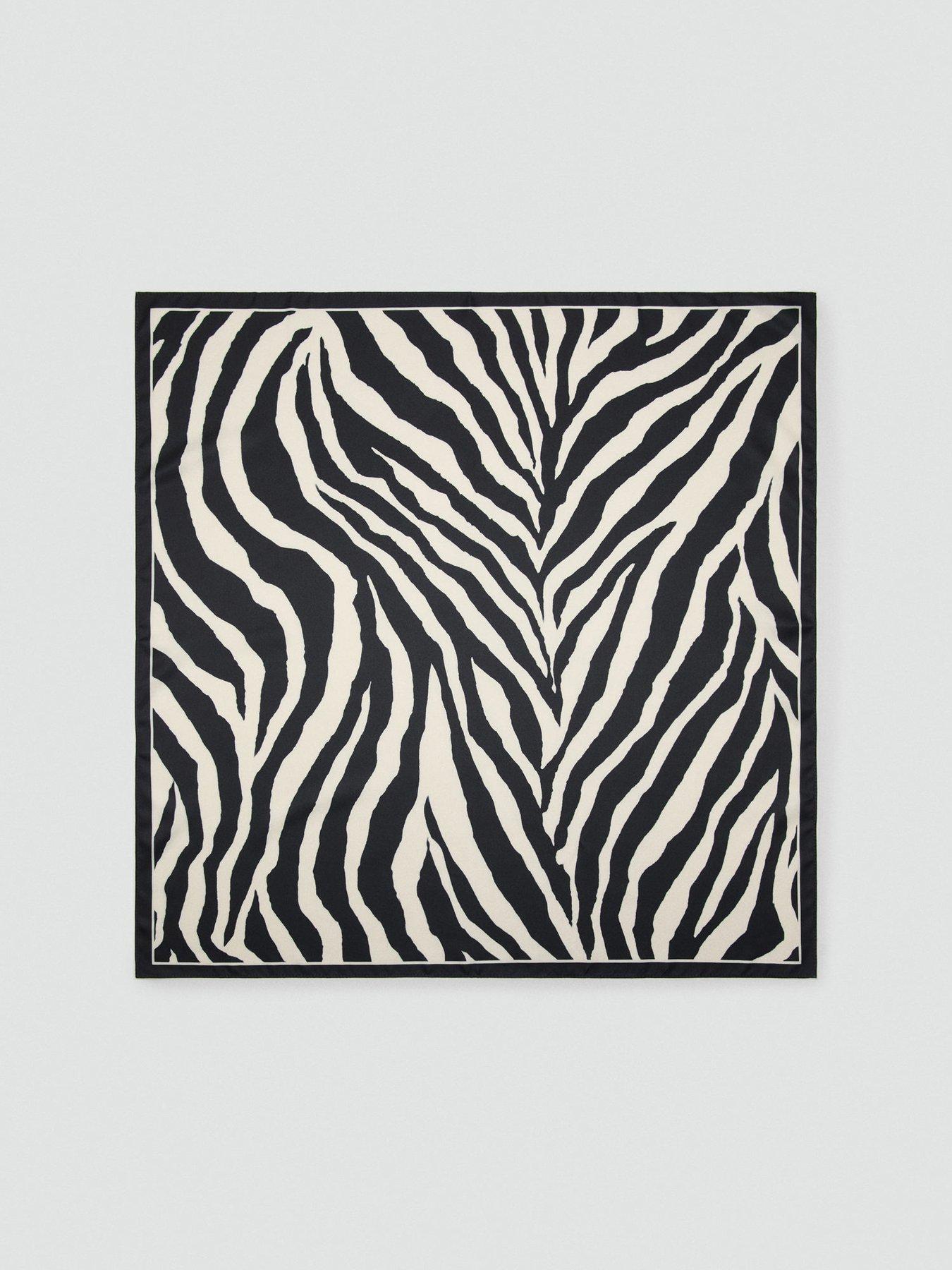Image 3 of 3 of Mango Zebra Satin Scarf - Black