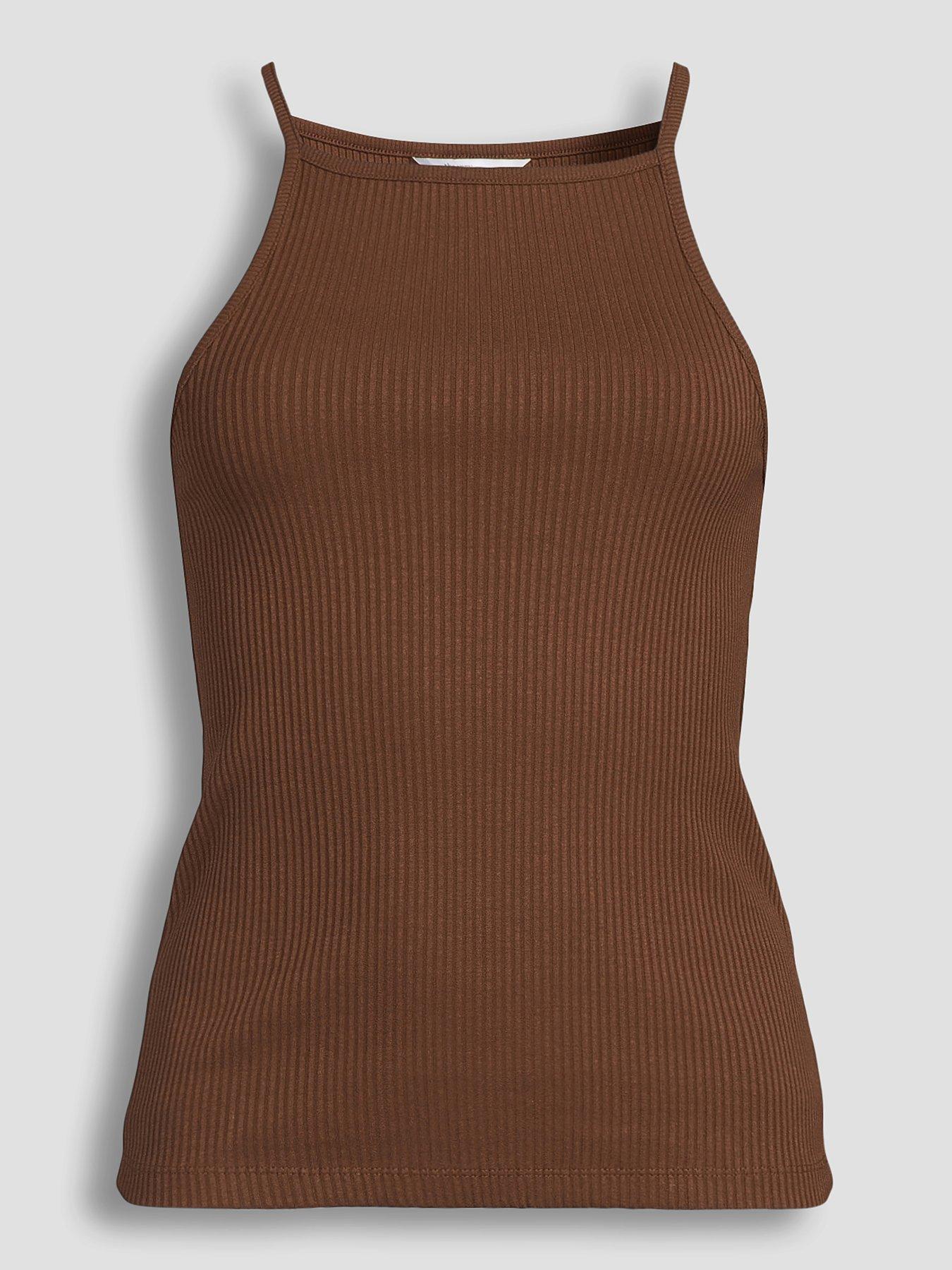 The Very Collection Strappy Ribbed Cami Top - Brown | Very