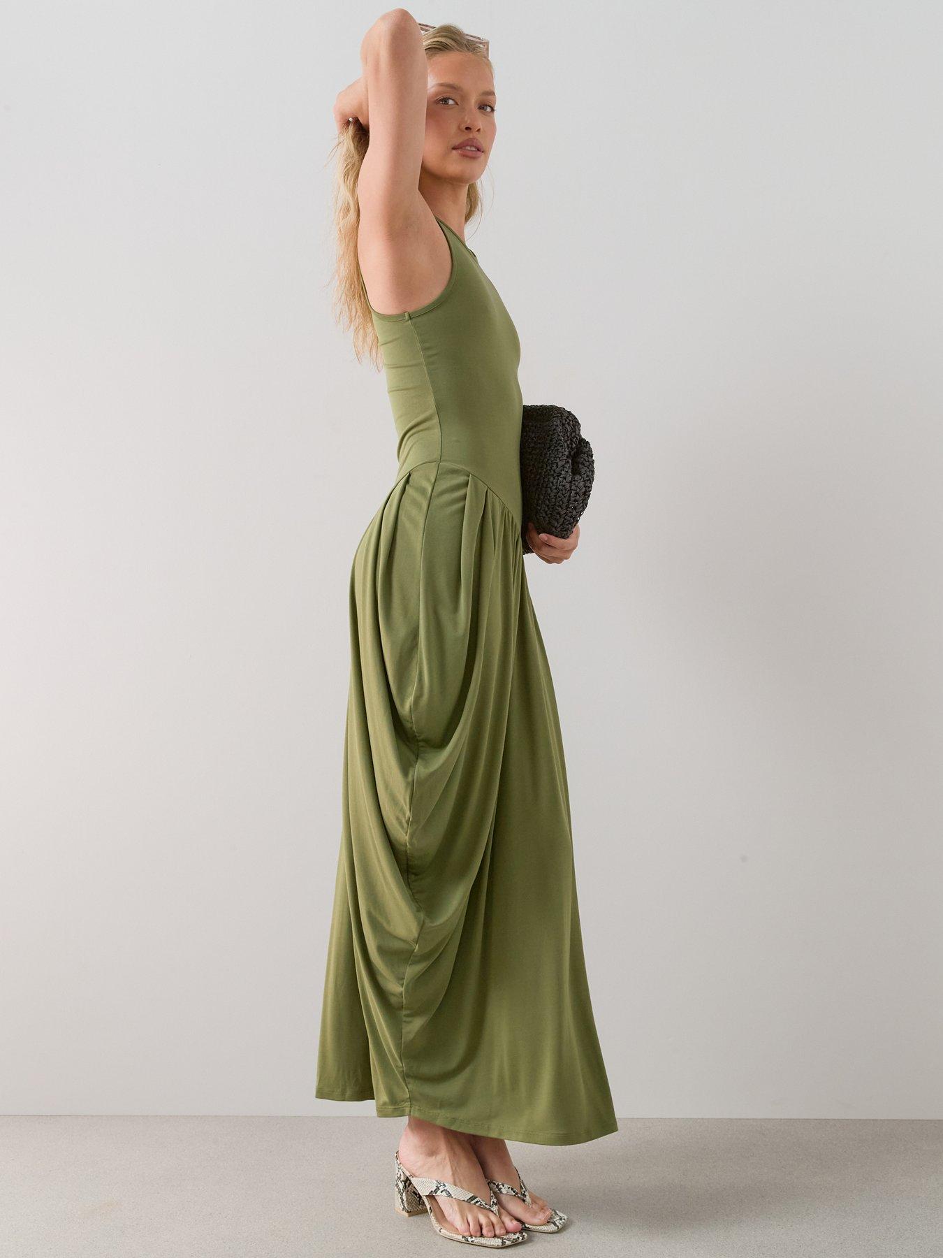 dark brown plus size dress Runwind Maxi 3/4 Sleeve V-Neck Pleated Faux Buttons Pockets Size:30 Regular thumbnails:womens-duchess Sky Blue 2026 Bridesmaid Please note the following