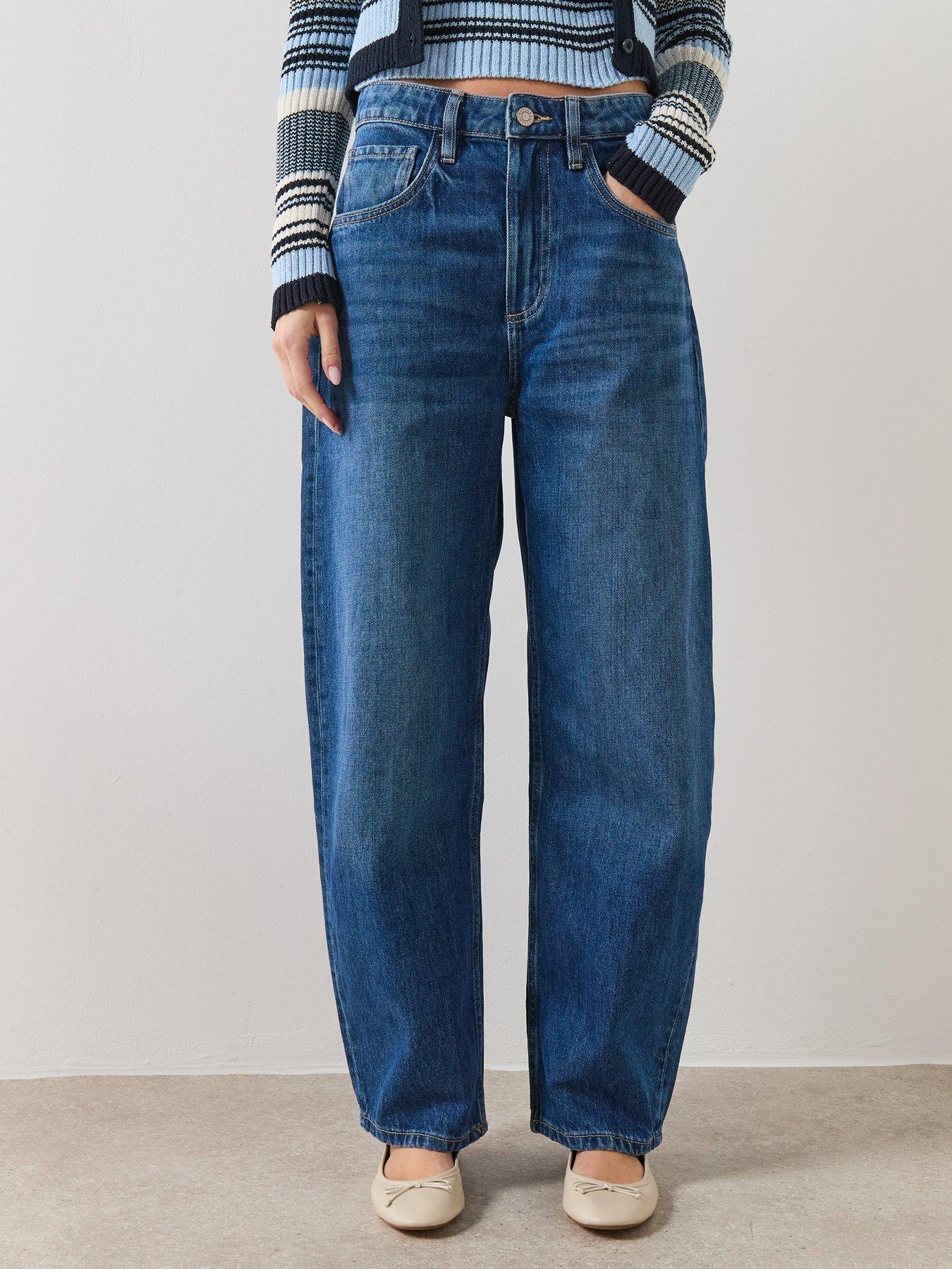 Mango High Waisted Barrel Jeans - Blue