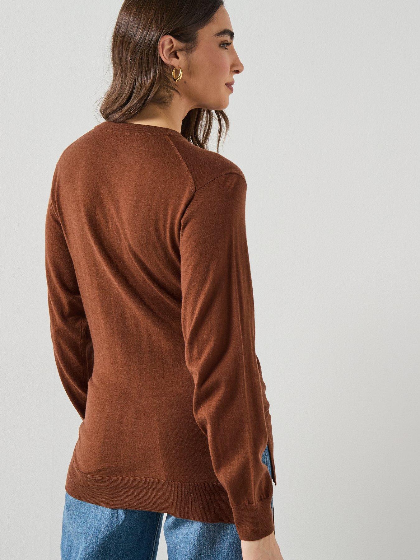 Image 2 of 6 of Mango Wool Blend Knot Sweater - Brown